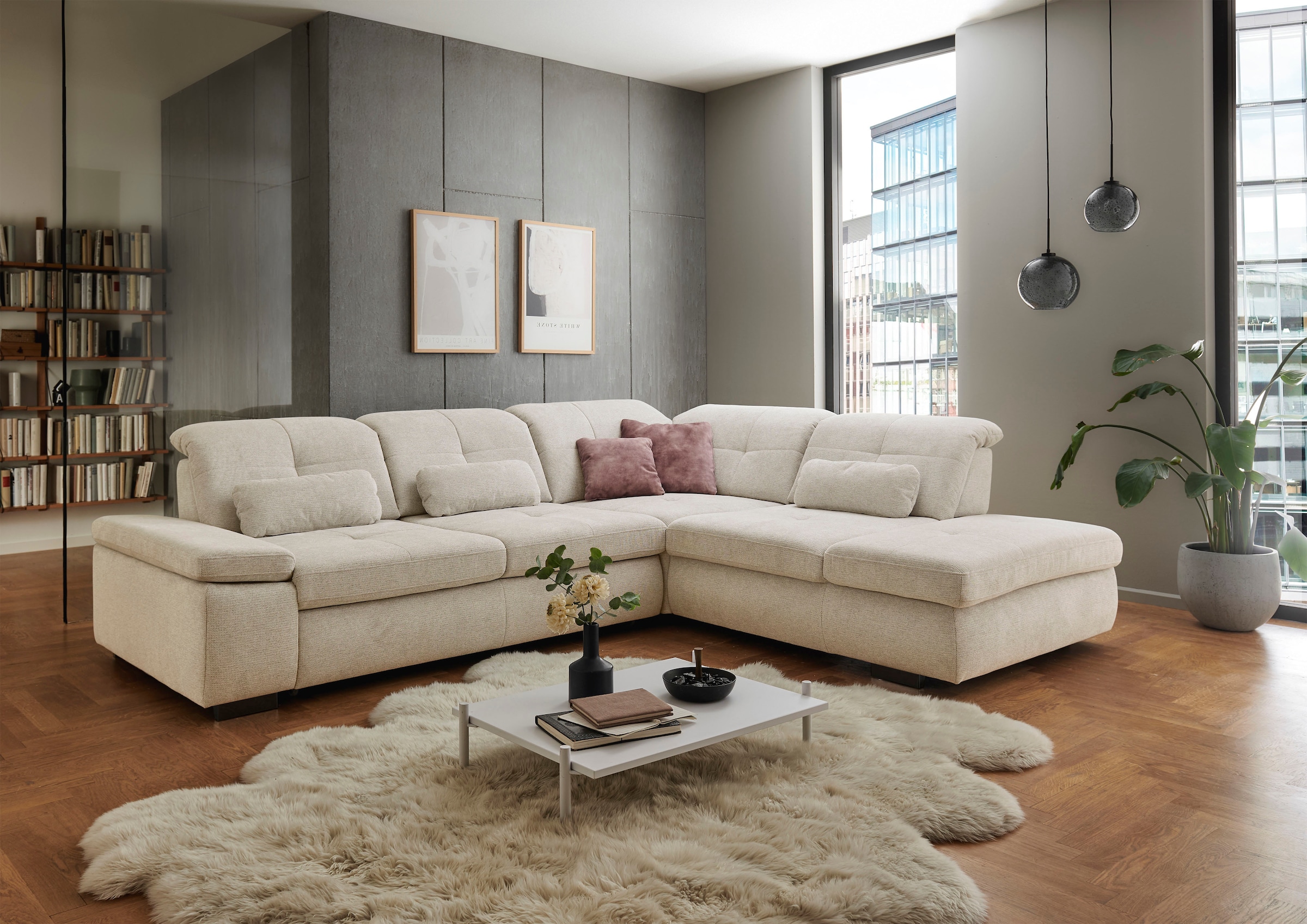 Die PlanBar Ecksofa »MP-IN16012 L-Form mit Federkern-Polsterung«, inkl. Sitztiefenverstellung, optional mit Funktionen