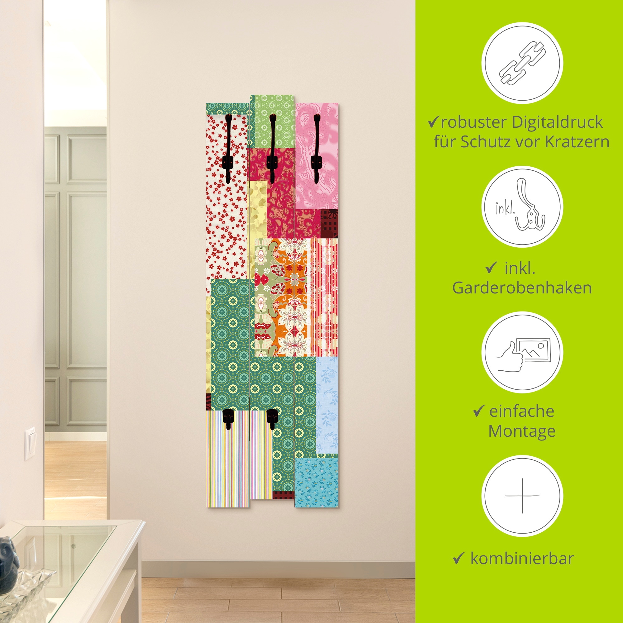 Artland Garderobenleiste »Patchwork Stil I«, teilmontiert