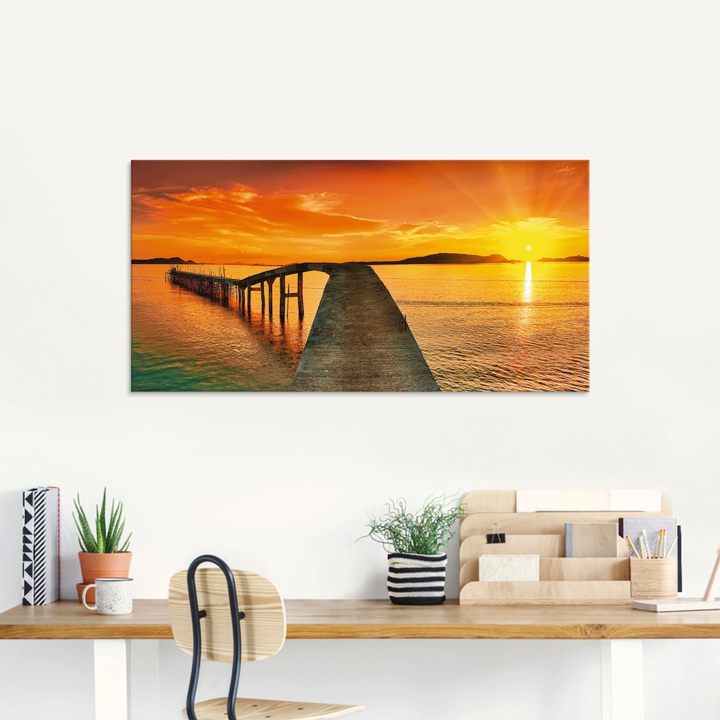 Artland Glasbild »Sonnenaufgang über dem Meer«, Gewässer, (1 St.)
