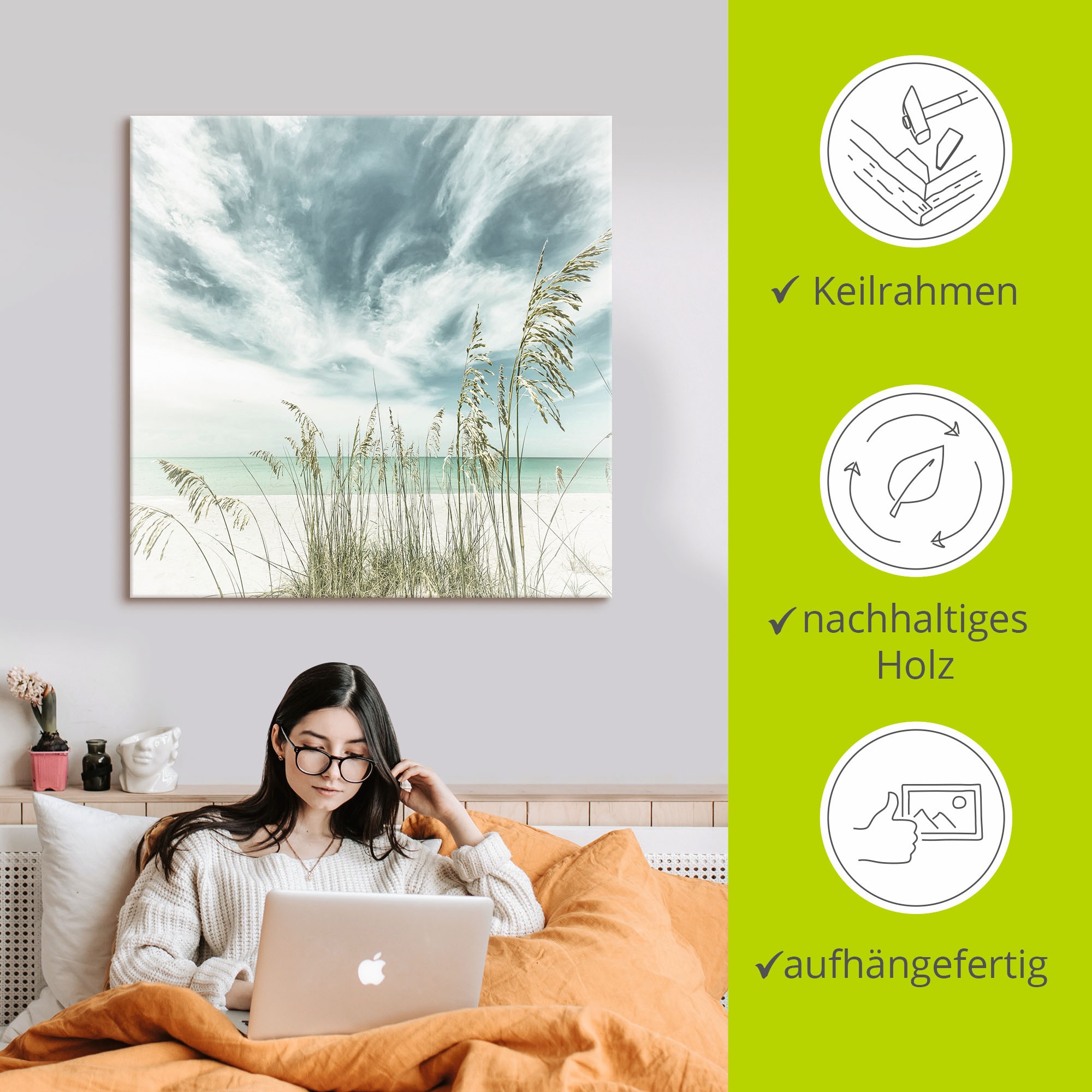 Artland Wandbild »Allein am Strand«, Strandbilder, (1 St.), als Leinwandbild, Poster in verschied. Größen