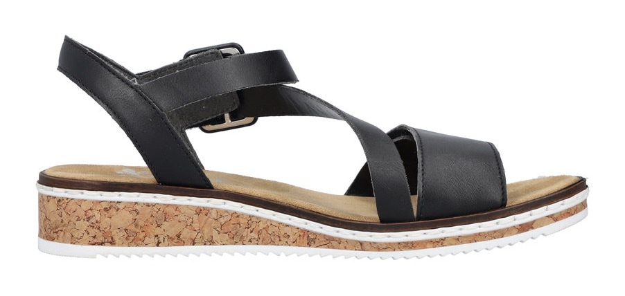 Rieker Riemchensandale, Sommerschuh, Sandalette, Keilabsatz, mit asymmetrischem Riemchen