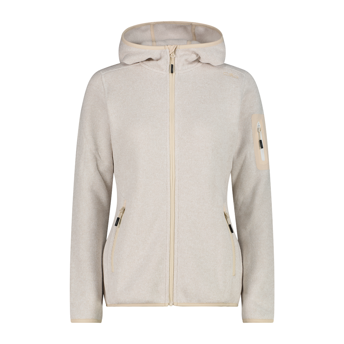 CMP Strickfleecejacke »KNITTED MELANGE HOODY WOMAN HOODY JACKET« mit Kapuze mit Reißverschlusstaschen, atmungsaktiv, schnell trocknend