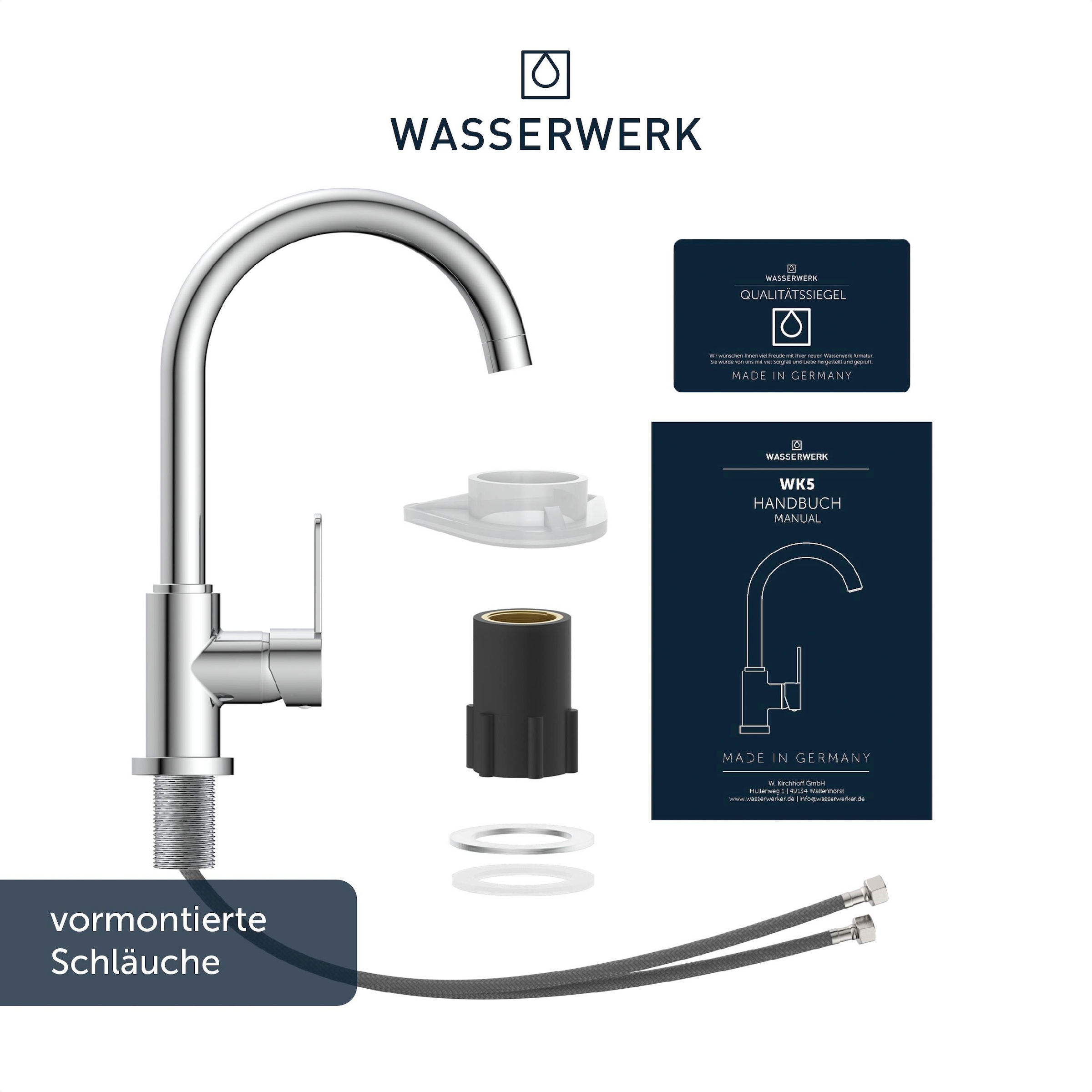 WASSERWERK Spültischarmatur »WK 5, Wasserhahn, Küche, Einhebelmischer«