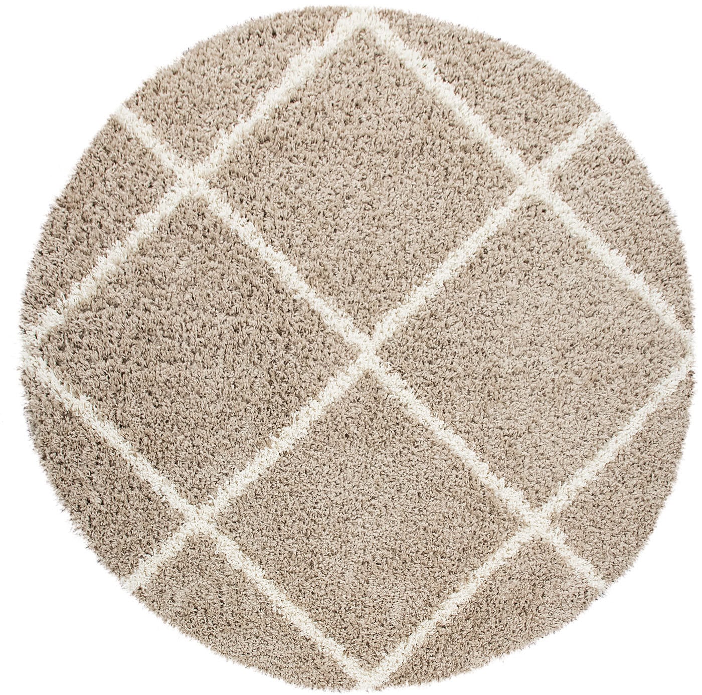 Paco Home Hochflor-Teppich »Kalmar 441«, rund, 40 mm Höhe, Scandi Design, Rauten Muster, weich & kuschelig