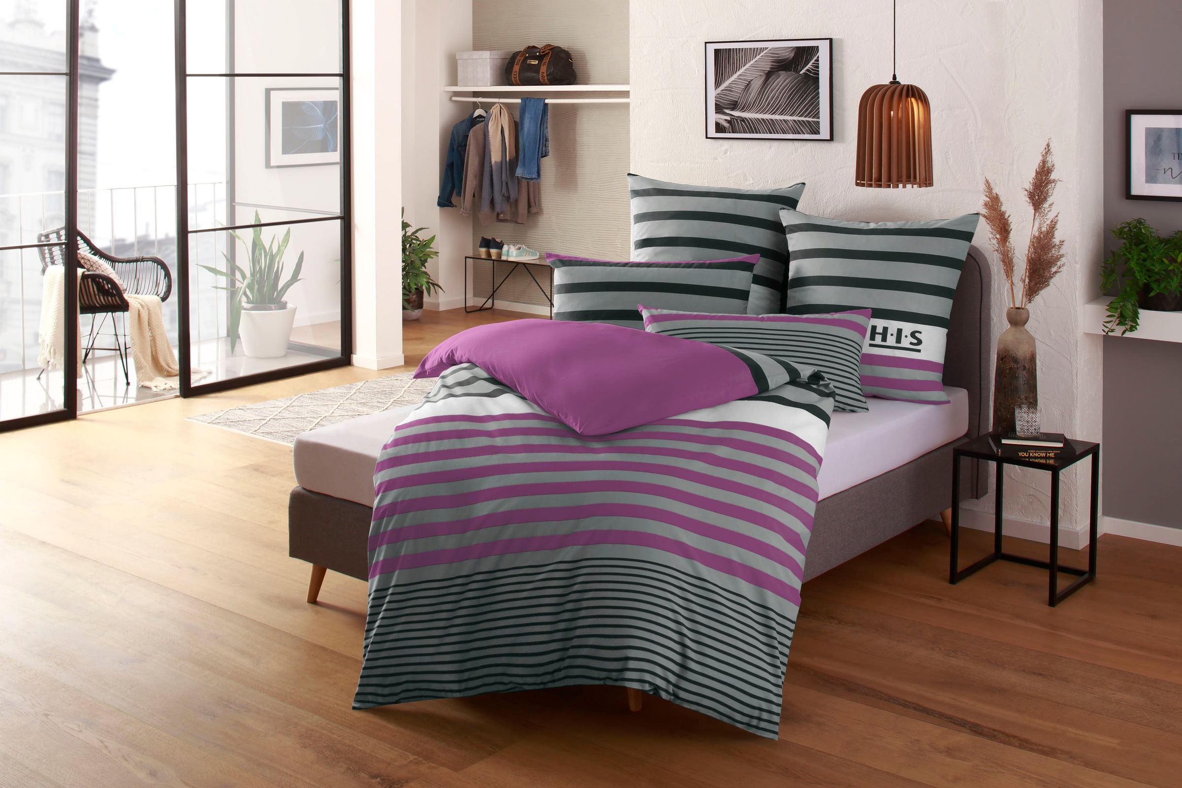 H.I.S Bettwäsche »Majoran in Gr. 135x200, 155x220 oder 200x200 cm«, gestrei günstig online kaufen