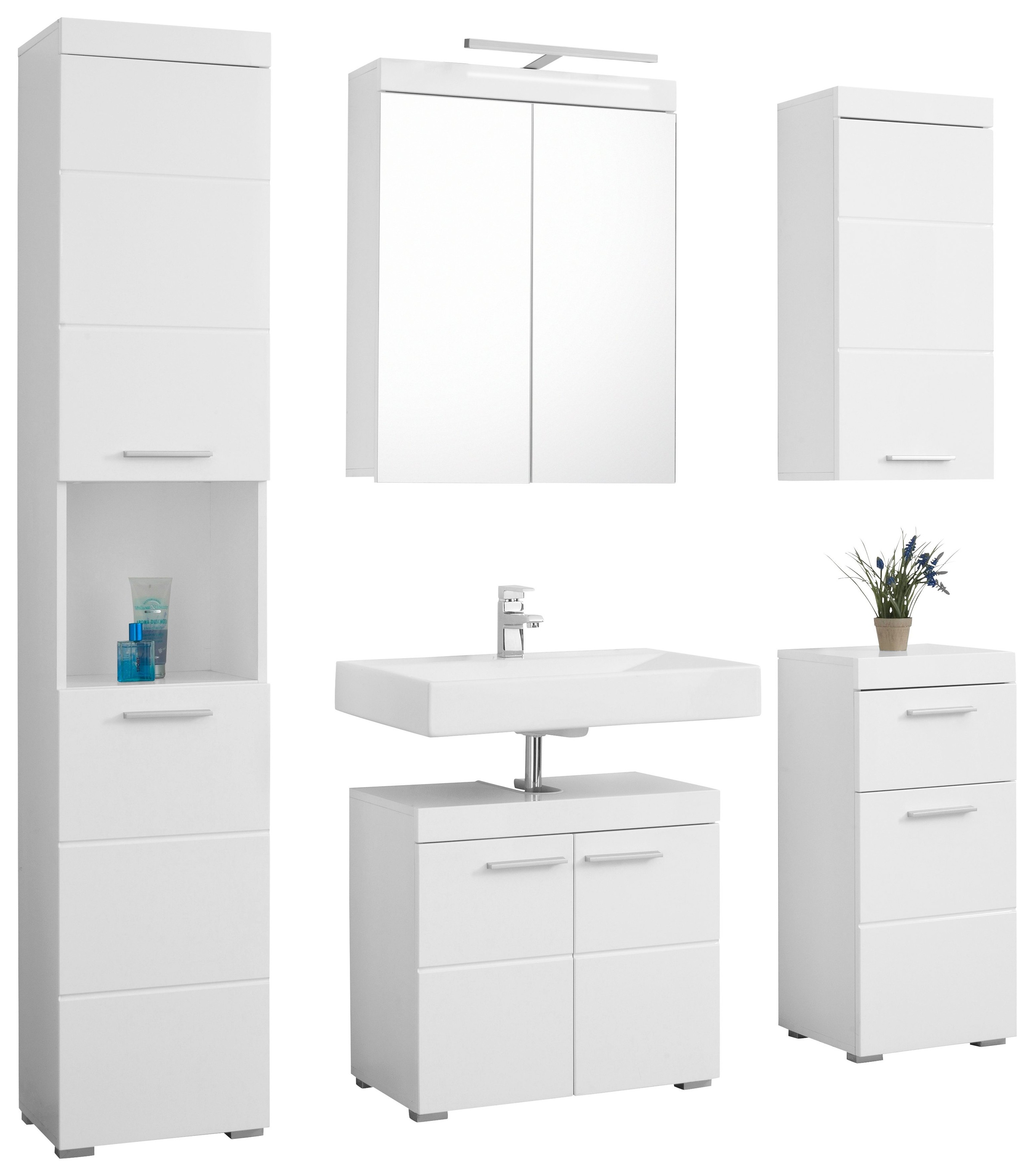 welltime Badmöbel-Set »Avena«, (Set, 5 St.), Hochschrank, WBU, Spiegelschra günstig online kaufen