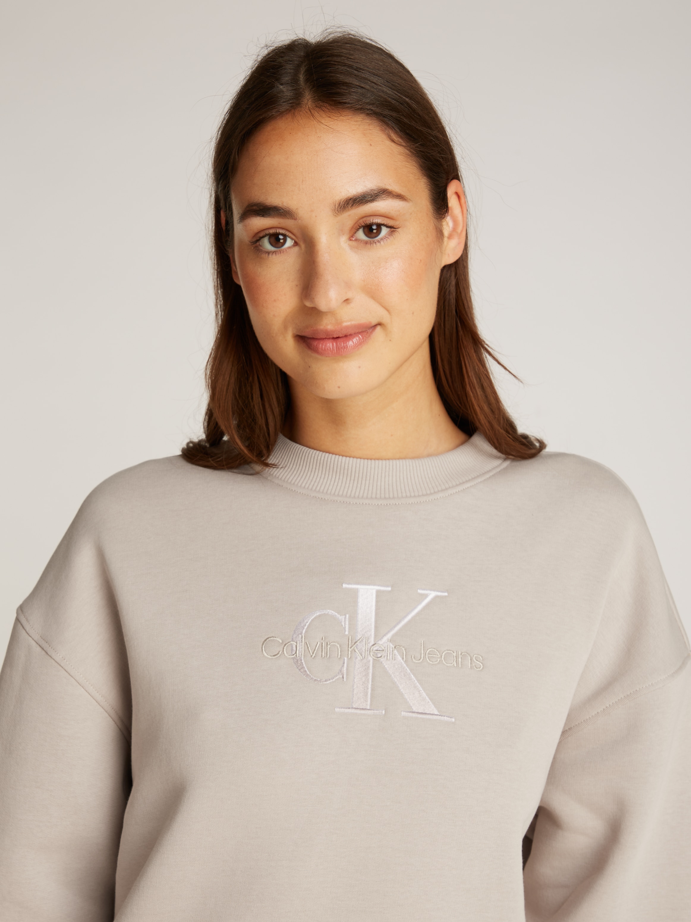 Calvin Klein Jeans Sweatkleid »EMBROIDERED MONOLOGO CREW DRESS«, mit Logostickerei