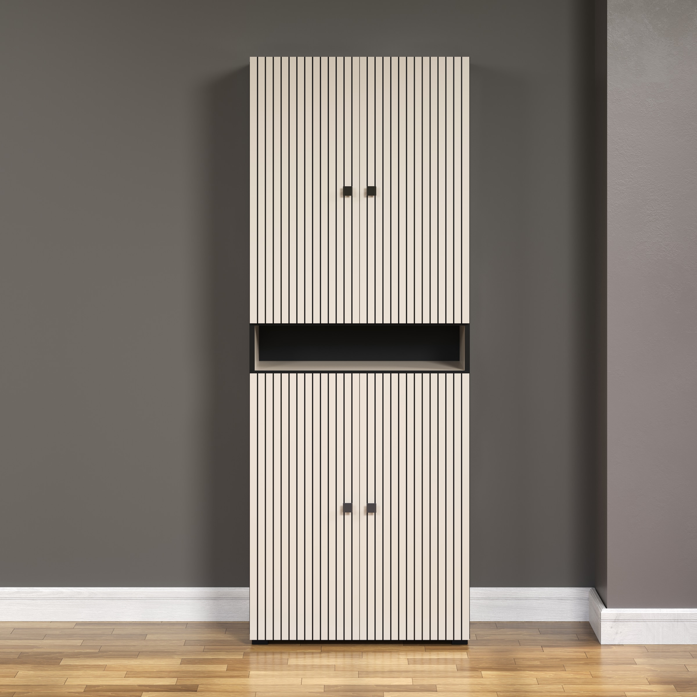 welltime Hochschrank »Amrum«, Breite 40cm, geräumiger Hochschrank Eiche Rillenoptik Badschrank