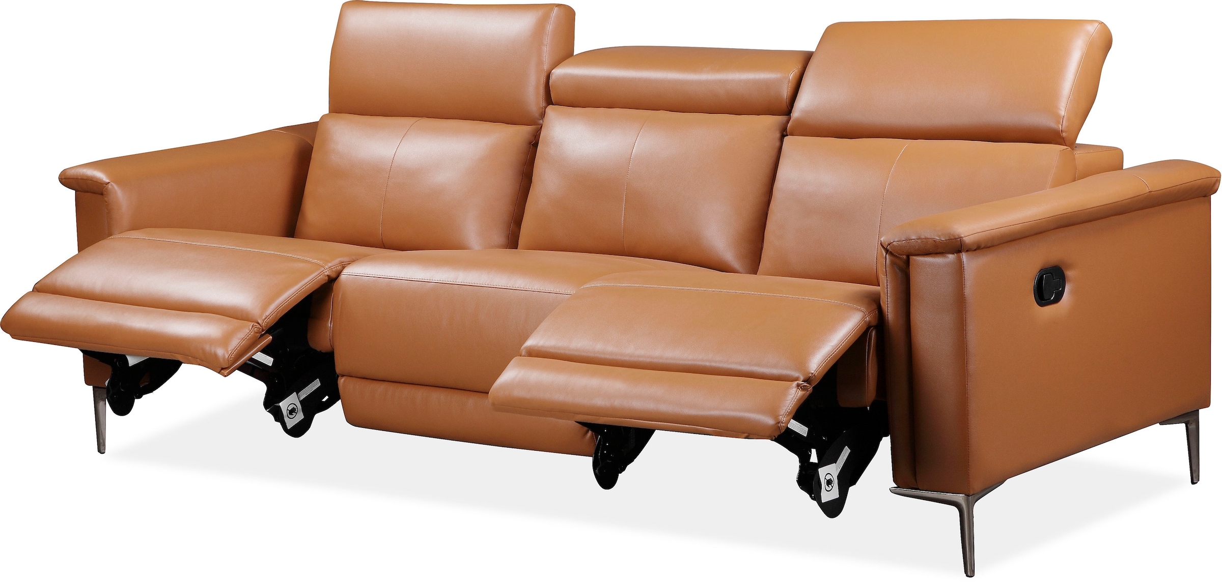 Home affaire 3-Sitzer »Lund, mit manueller und elektrischer Relaxfunktion« in 2 Sitzen (links u. rechts), USB-C, Echtleder, Kunstleder, Webstoff,