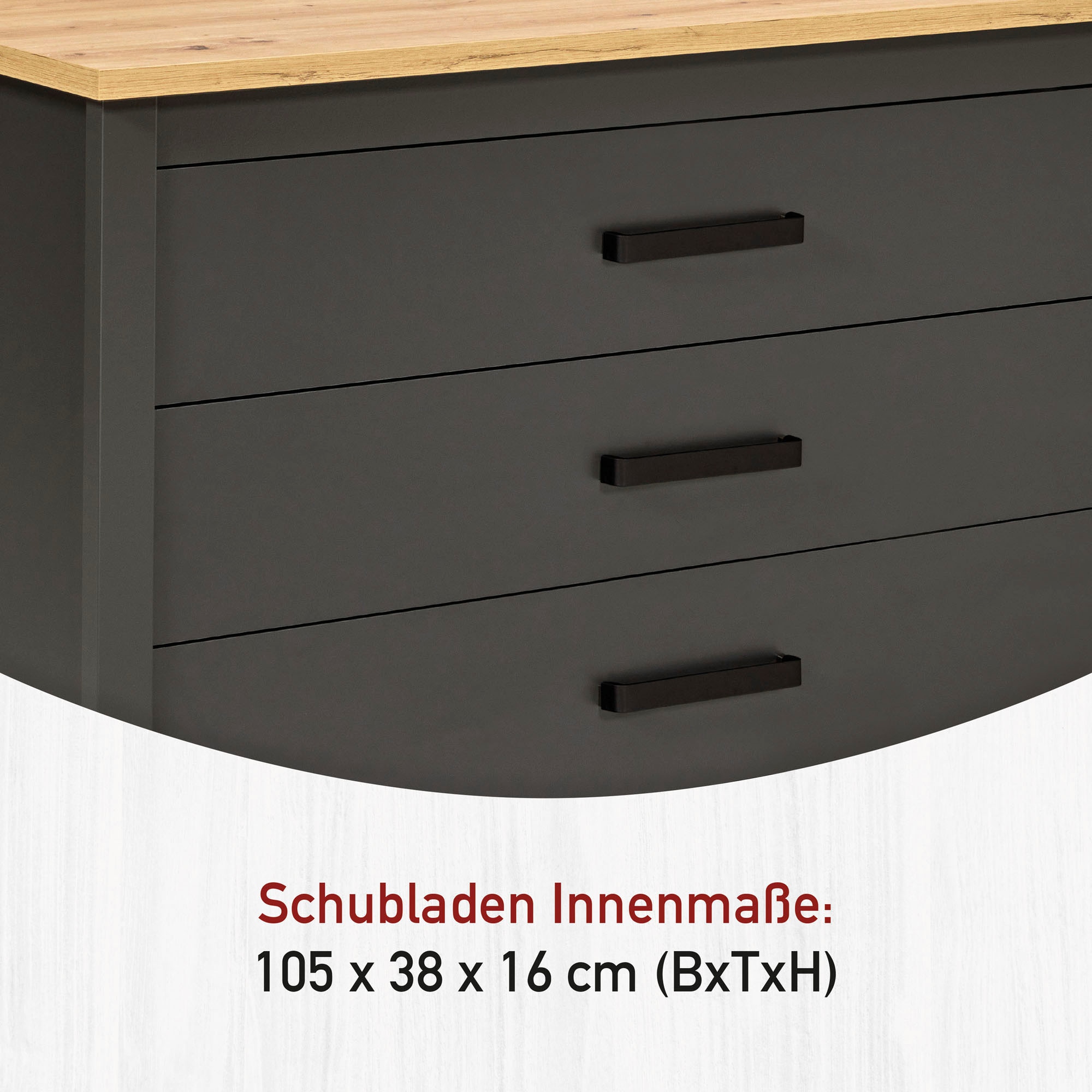 Inter Link Kücheninsel »Kücheninsel Piazza Nero« Schubladen, herausnehmbare Regalböden, Soft-Close, 124x75x91 cm