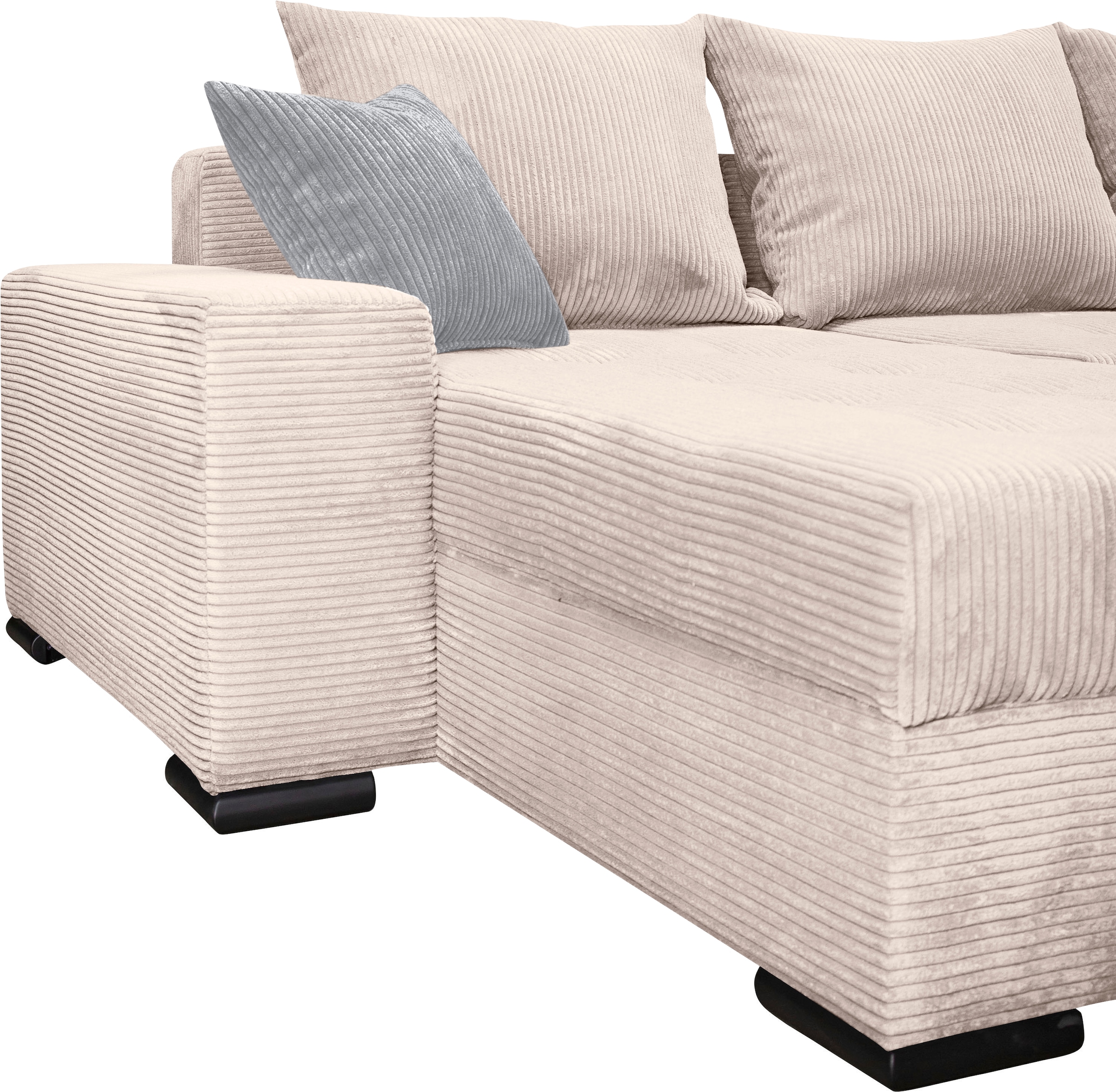 COLLECTION AB Wohnlandschaft »Josy XL U-Form, B: 313 cm in Cord, Cord-Mix« mit Bettfunktion, Bettkasten & 2 Zierkissen, Federkern