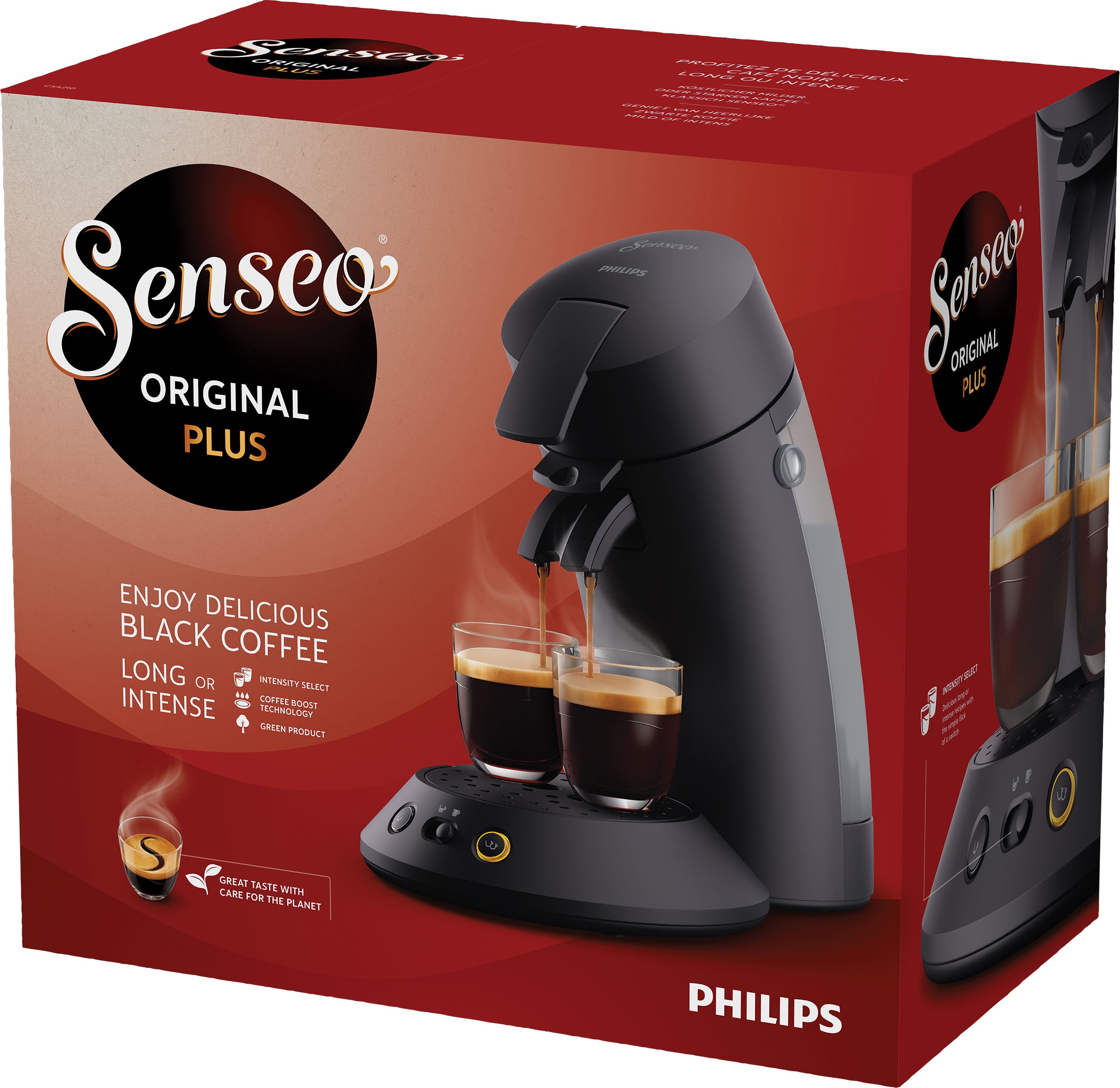 Philips Senseo Kaffeepadmaschine 210/60«, aus Kaffeespezialitäten, CSA Plus »Original mit und online Plastik mattschwarz kaufen 2 recyceltem 28