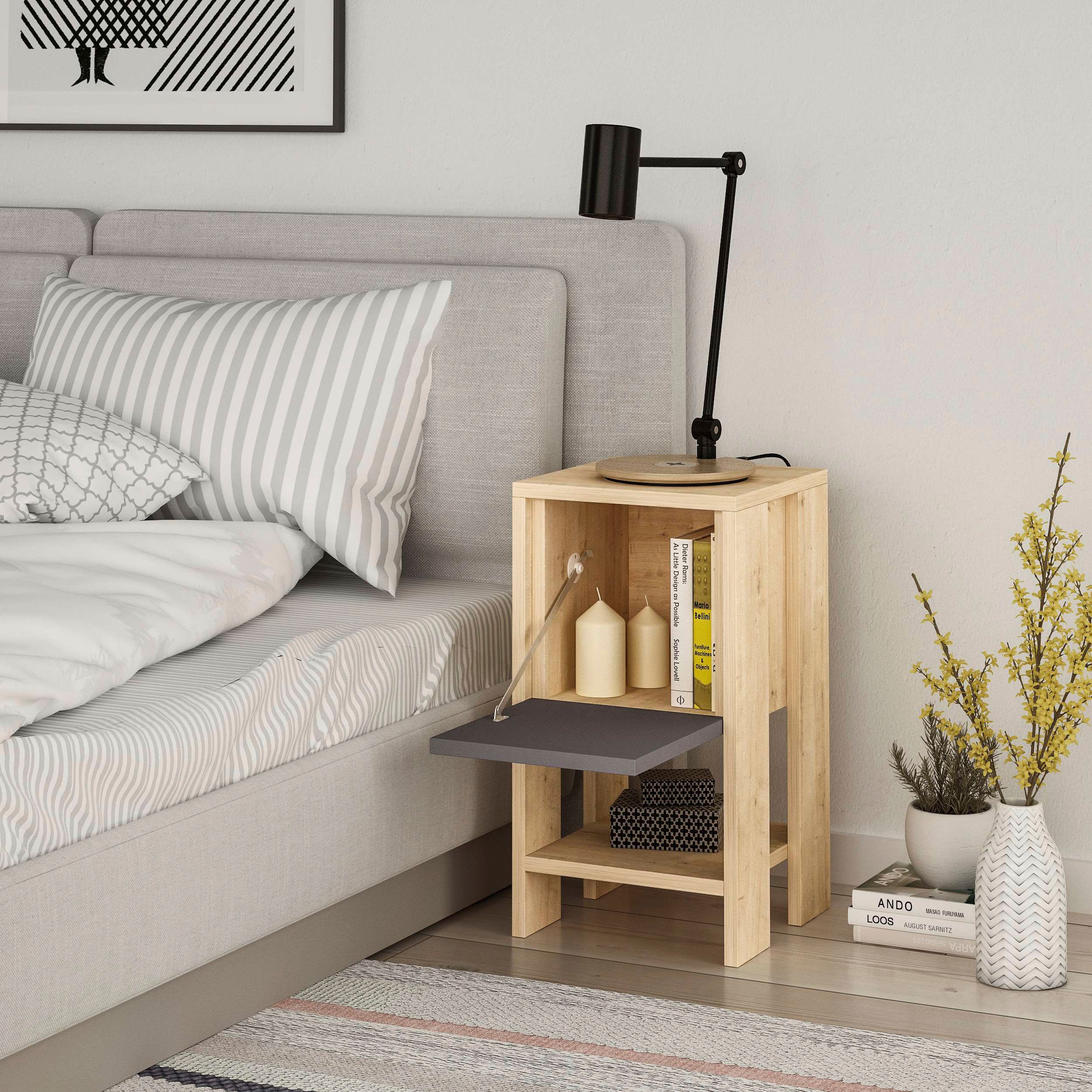Decortie Nachttisch »EMA NACHTTISCH«, (Packung, 1 St.), Leichte Montage, Lagerung, Platzsparend