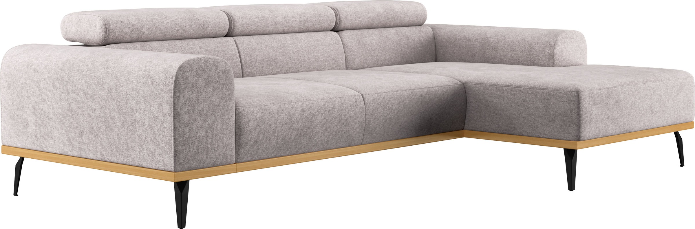 Places of Style Ecksofa »Carlo L-Form«, mit Kopfteilverstellung & Holz-Rahmenoptik, wahlweise Relaxfunktion
