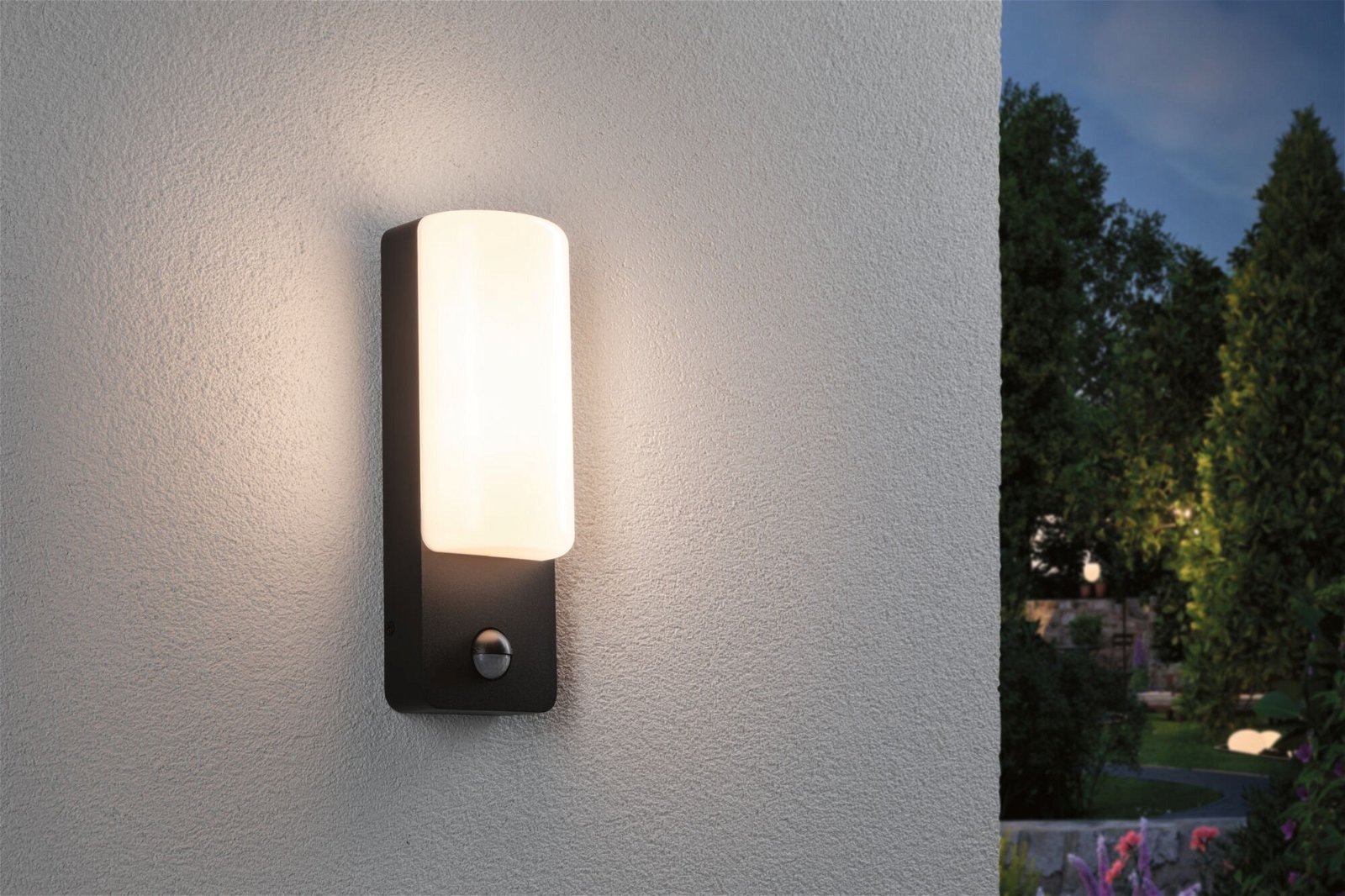 Paulmann LED Außen-Wandleuchte »Bonnie IP44 93x77mm 3000K 8,5W 560lm 230V Anthrazit Aluminium«, 1 flammig, Bewegungsmelder
