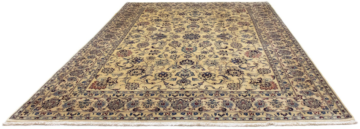 Bild von morgenland Wollteppich »Maschad Durchgemustert Beige chiaro 342 x 248 cm«, rechteckig, Unikat mit Zertifikat