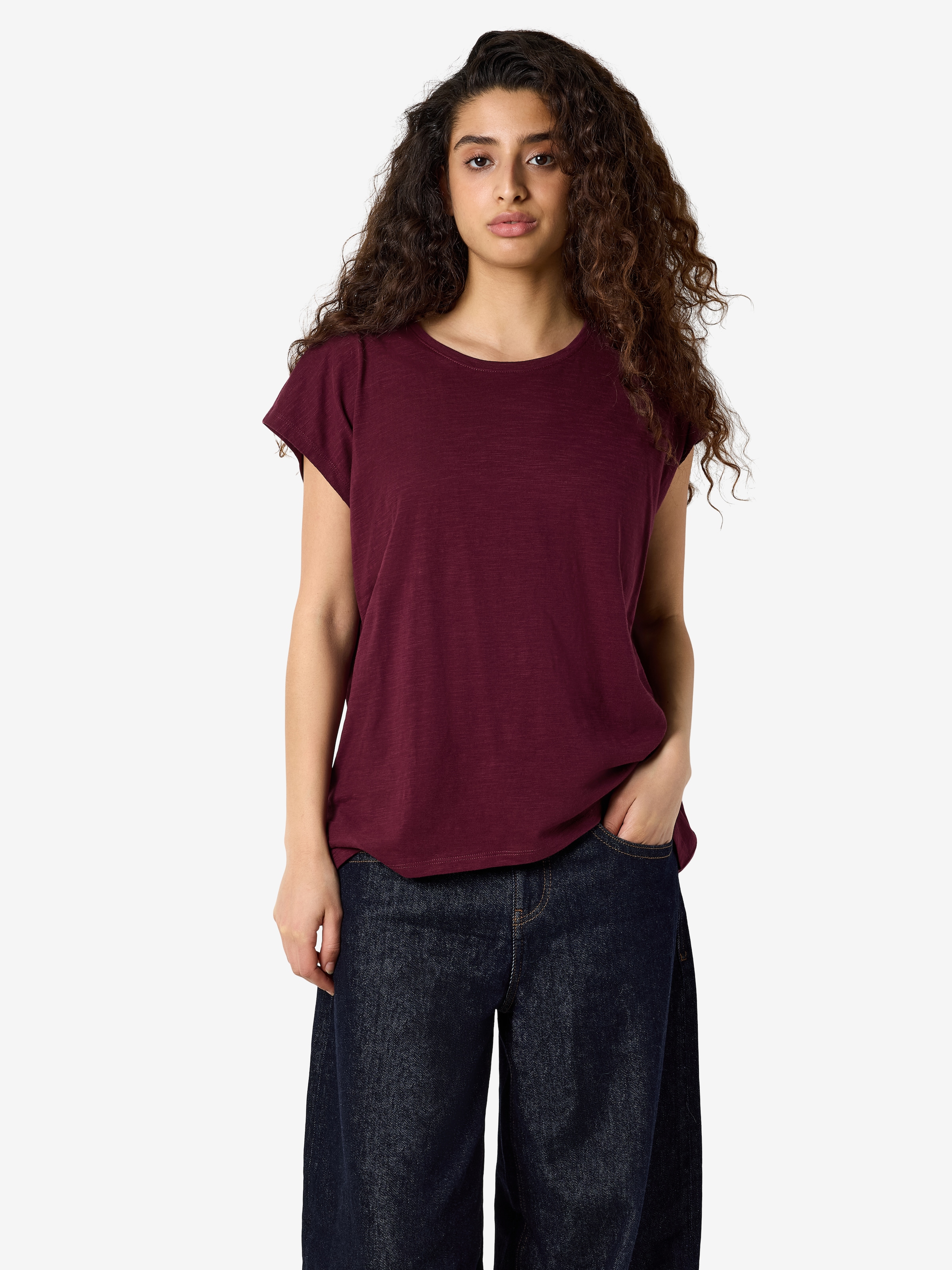 Noisy may Kurzarmshirt »NMMATHILDE S/S LOOSE LONG TOP NOOS« Baumwollmischung, relaxed fit