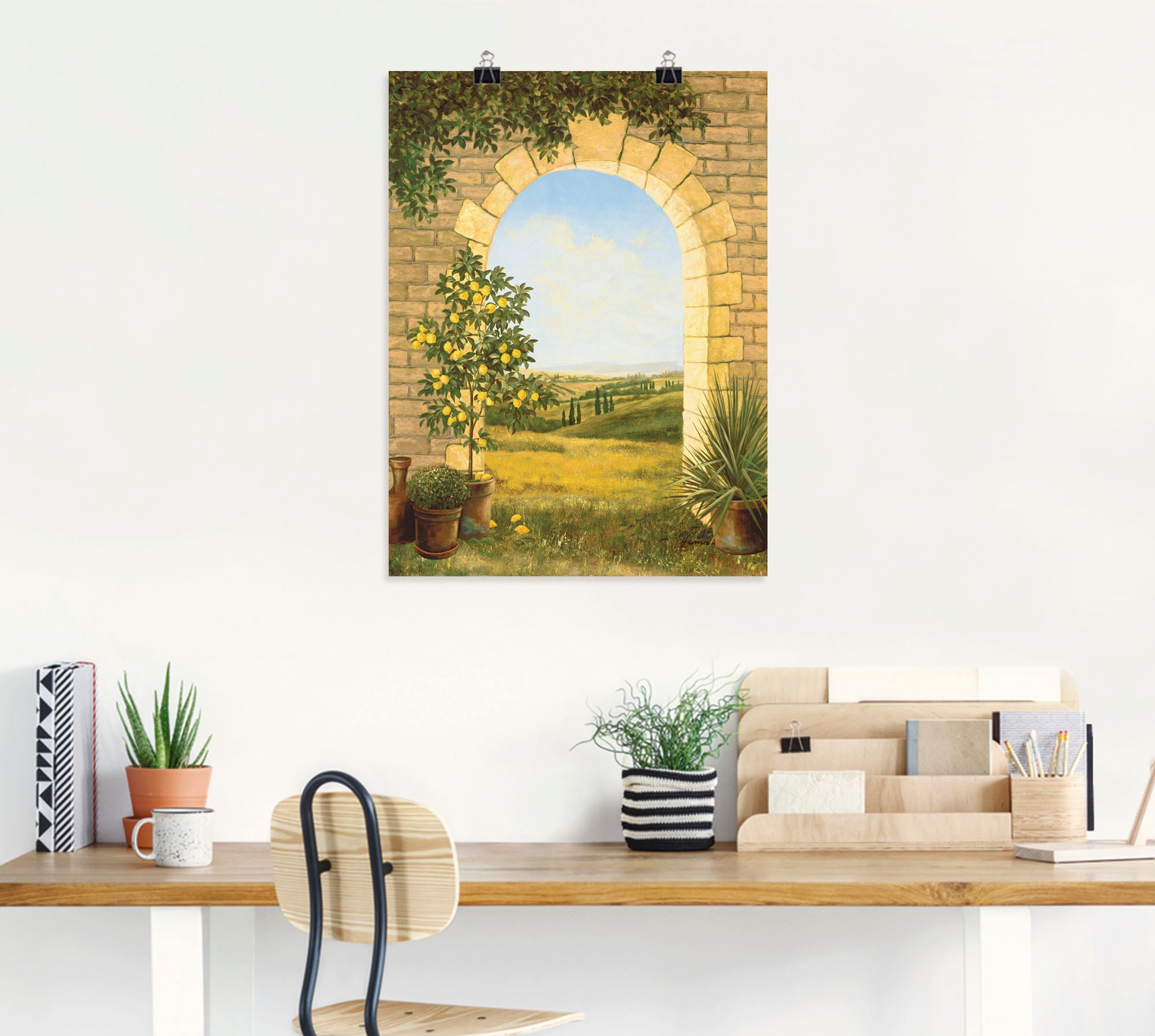 Artland Wandbild »Zitronenbaum vorm Torbogen II«, Fensterblick, (1 St.), als Alubild, Outdoorbild, Leinwandbild, Poster in verschied. Größen