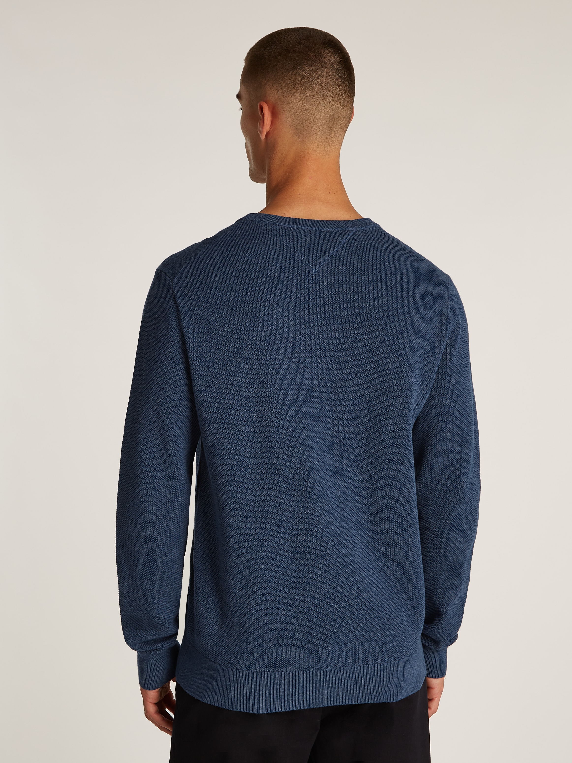Tommy Hilfiger Rundhalspullover »ESSENTIAL STRUCTURE CREW NECK mit Struktur und Label«, unifarben, casual, regular fit, Baumwolle, Rundhals