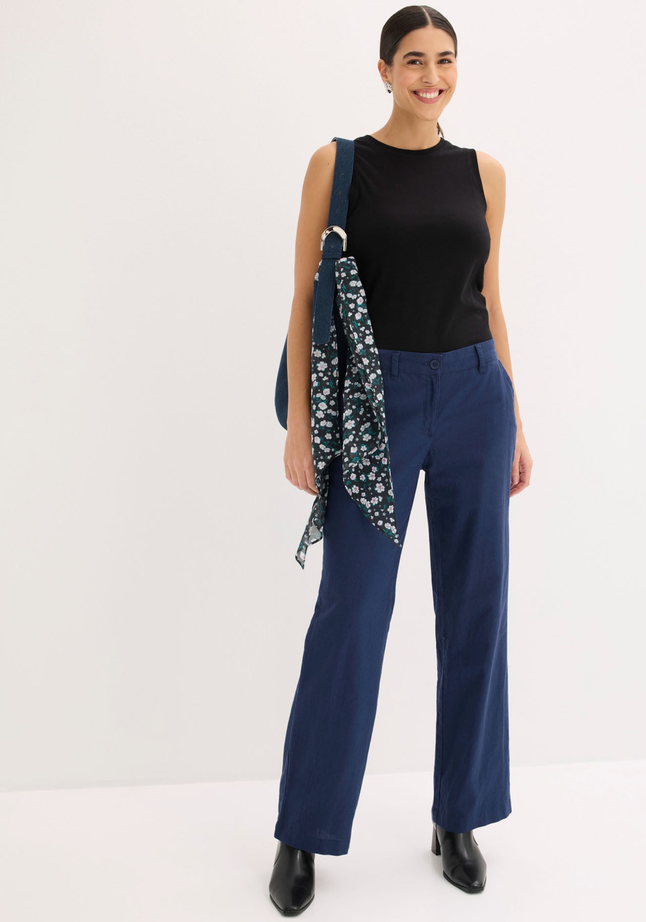 bonprix Leinenhose  aus Leinen-Baumwoll-Mix, Loose Fit, komfortable Leibhöhe