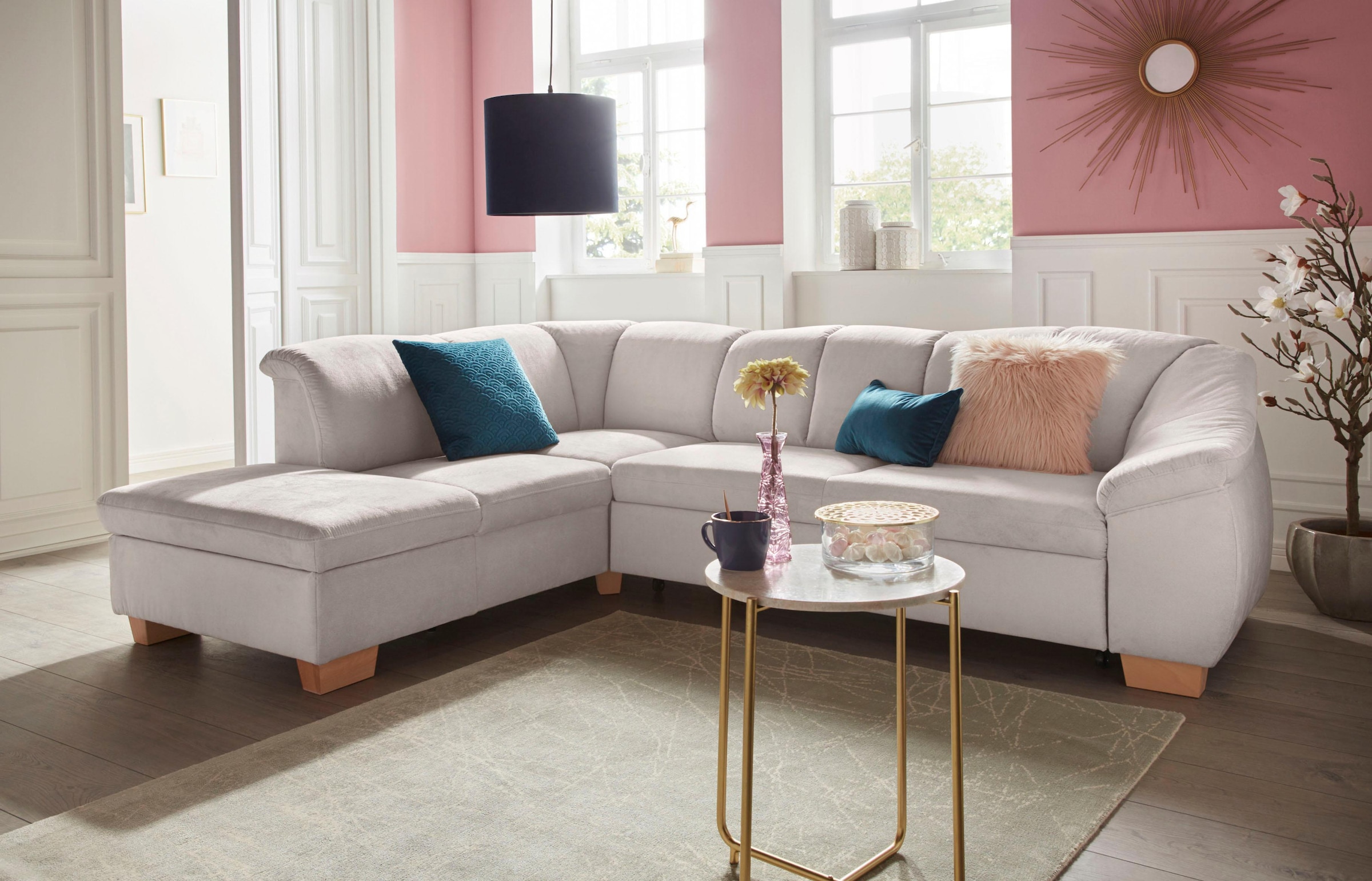 sit&more Ecksofa »Santo L-Form«, mit Federkern, wahlweise mit Bettfunktion günstig online kaufen