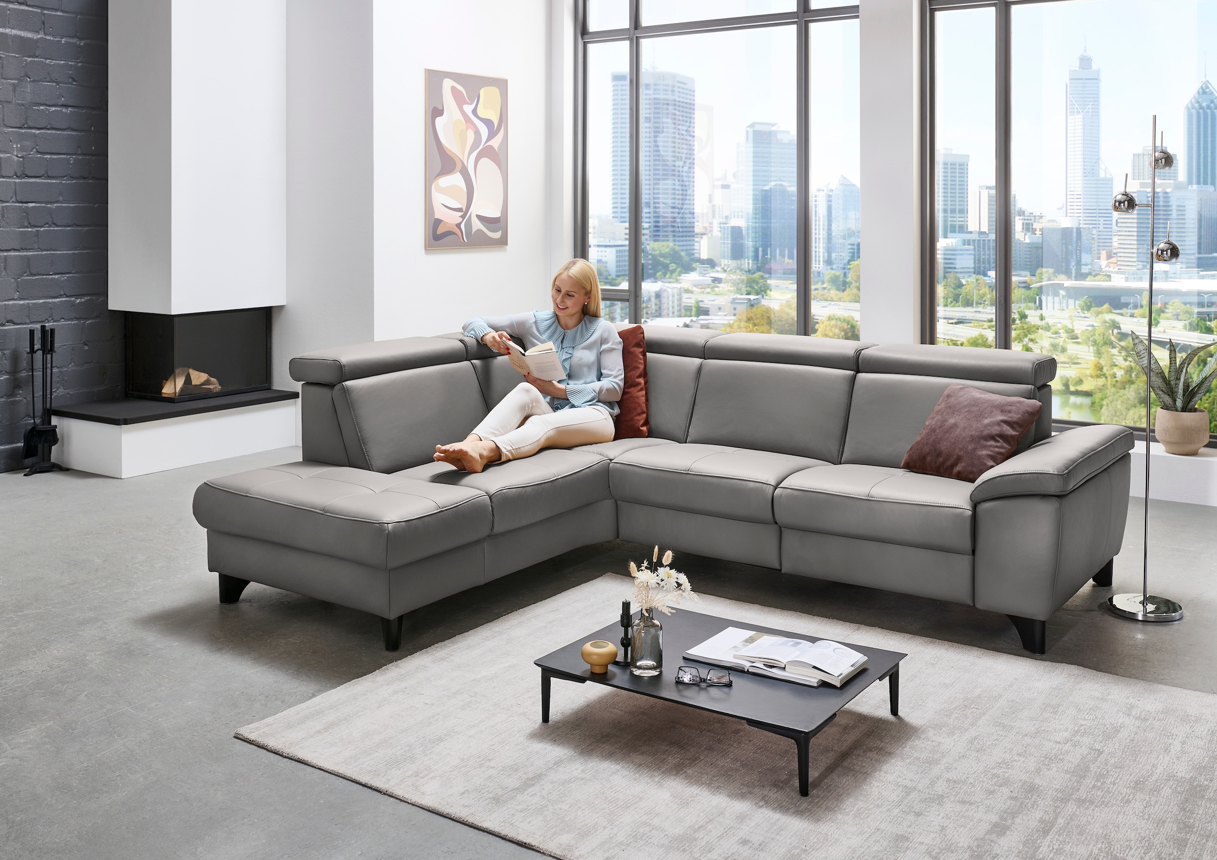 Die PlanBar Ecksofa »PN-EM23166 L-Form«, optional mit Kopfteilverstellung und Stauraum