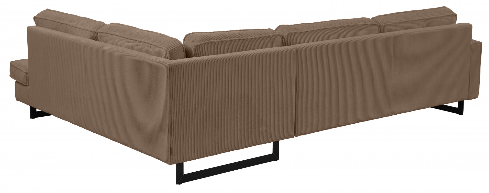 Places of Style Ecksofa »Pinto, 290 cm, Cord, Chenille, Lederoptik, Ottomane links / rechts«, mit Keder, schwarze Metallfüße, Wellenunterfederung