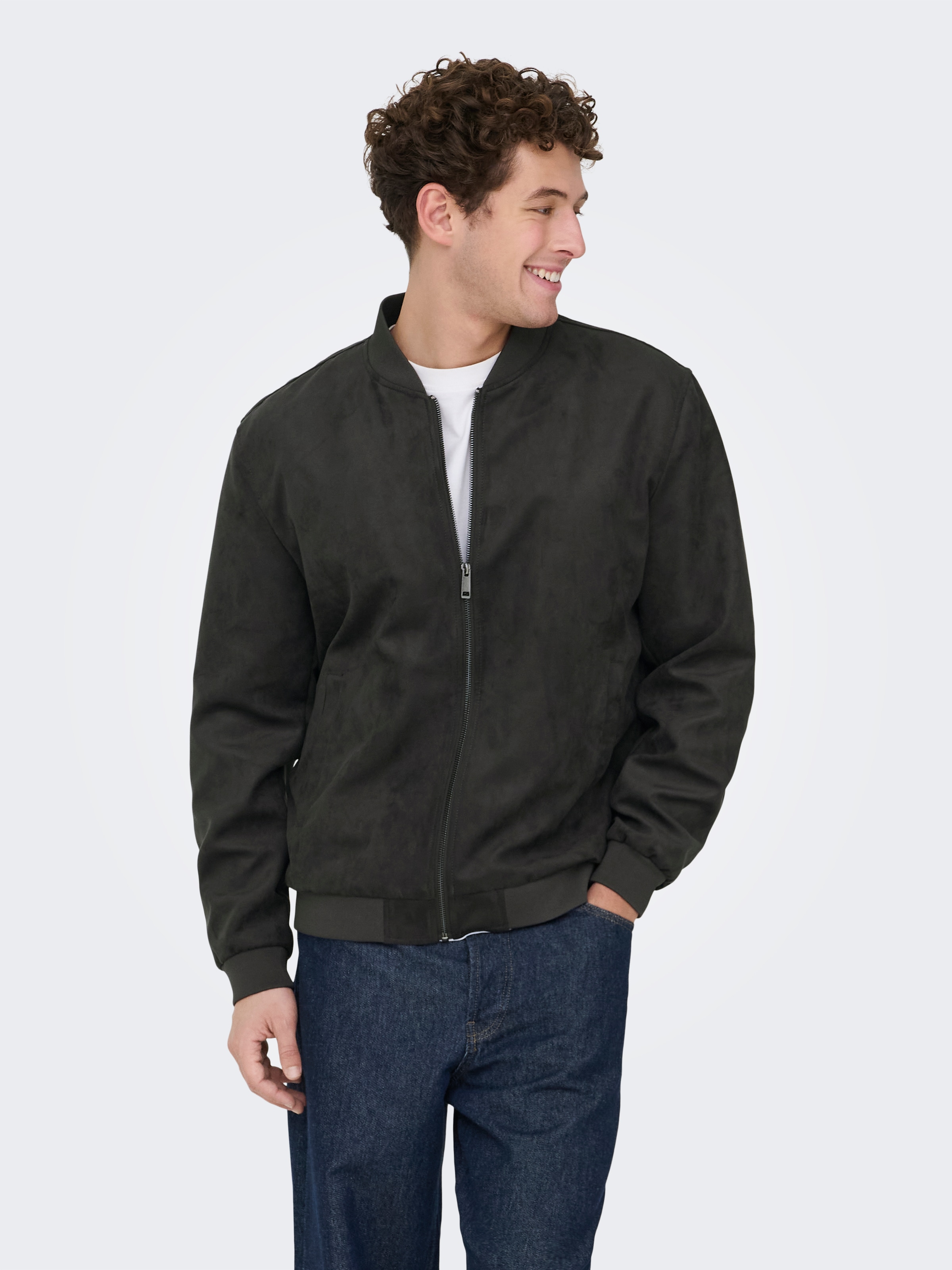 ONLY & SONS Blouson »ONSLUCAS FAKE SUEDE BOMBER OTW« Polyester, regular fit