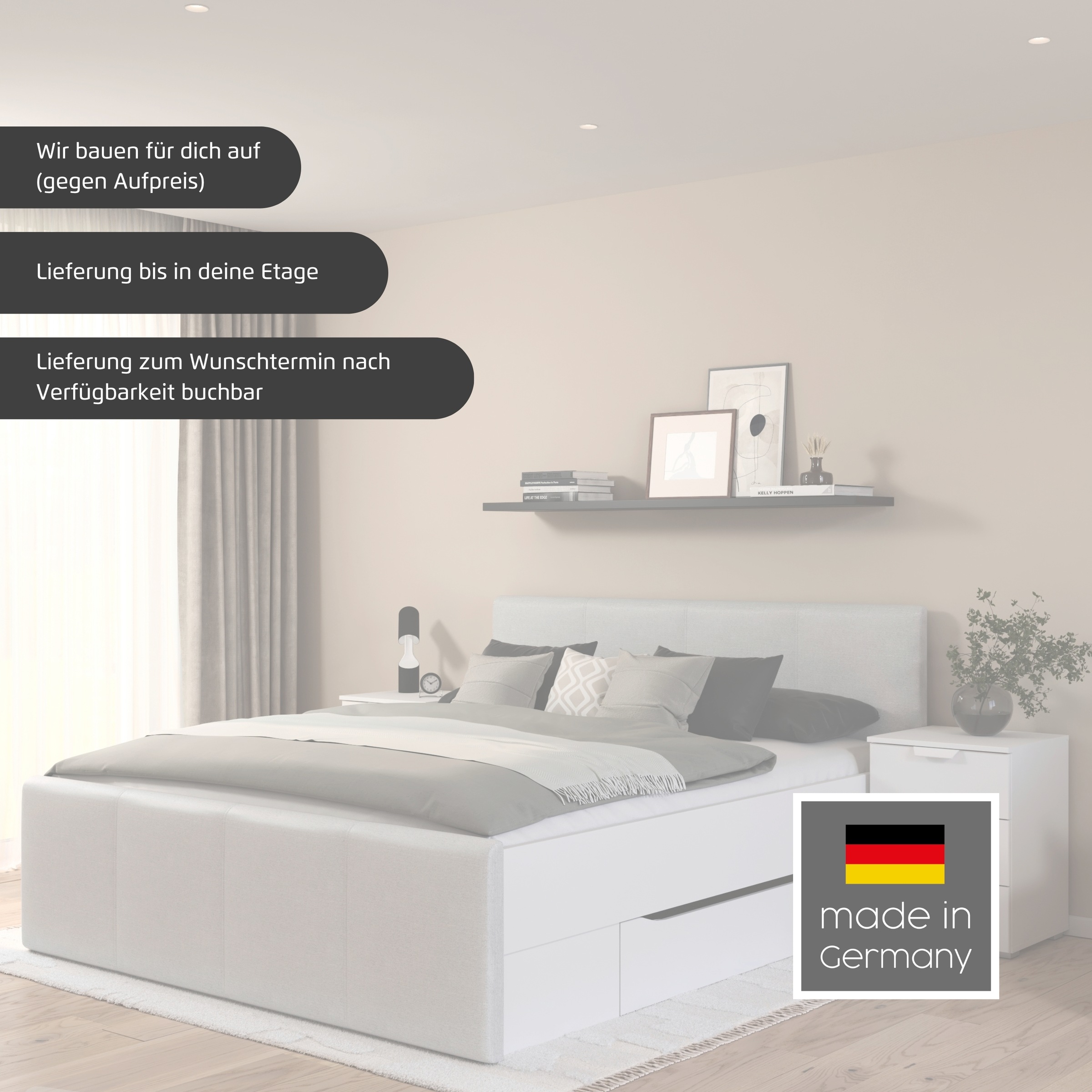 rauch Bett »Doppelbett Polsterbett Stauraumbett AGORDO«, (180x200 cm), praktische Bettschubkästen für zusätzlichen Stauraum MADE IN GERMANY