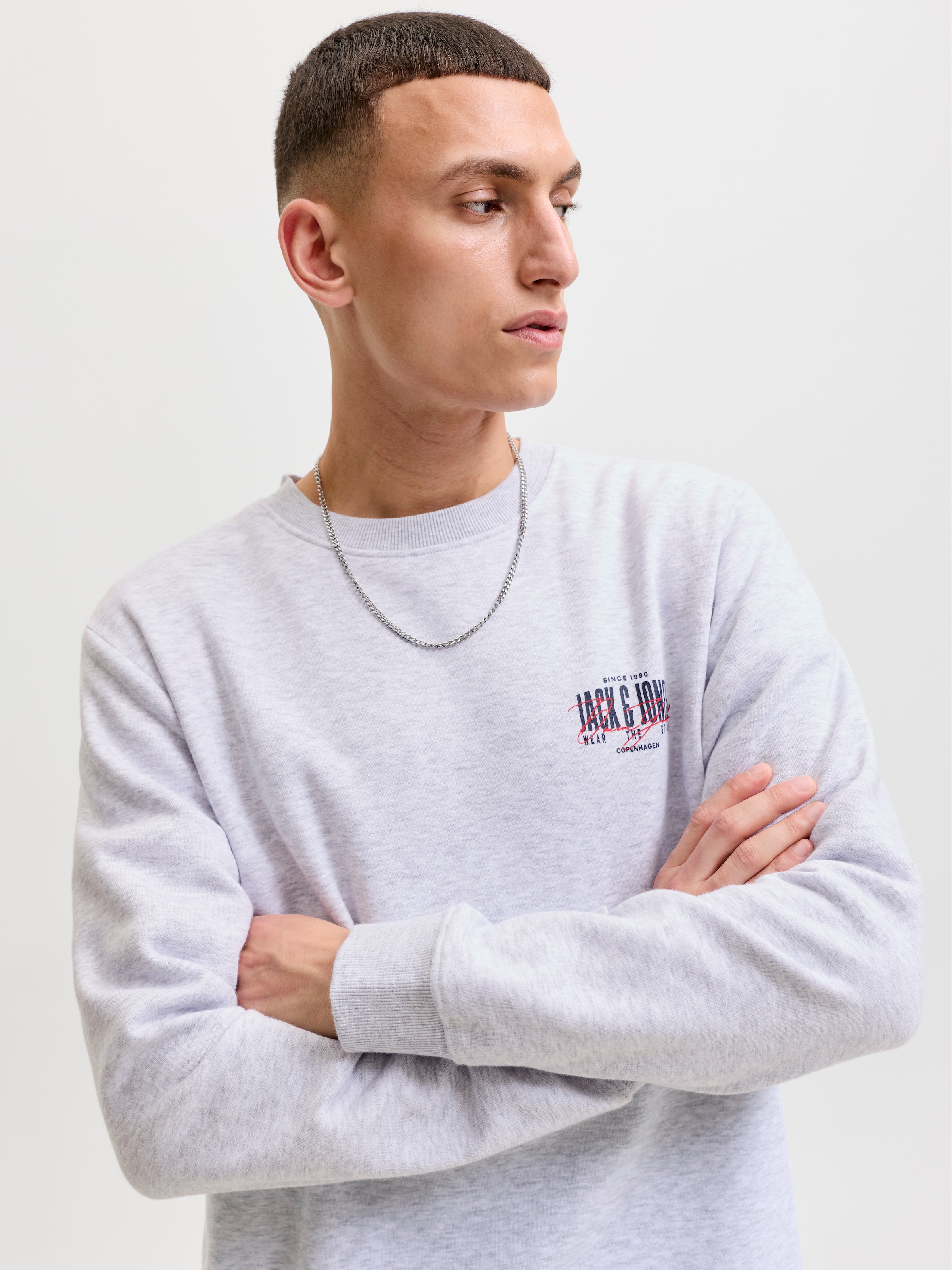Jack & Jones Sweatshirt »JJAERO SWEAT CREW NECK«, Materialmix, regular fit

