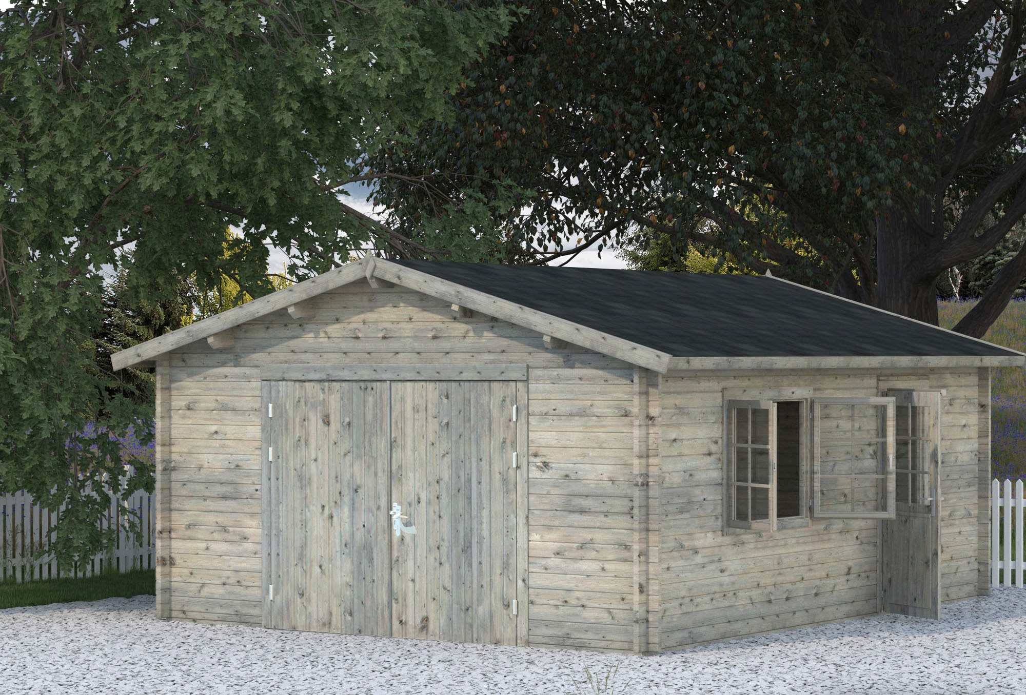 Palmako Garage »Roger«, BxTxH: 514x598x287 cm, mit Holztor, grau