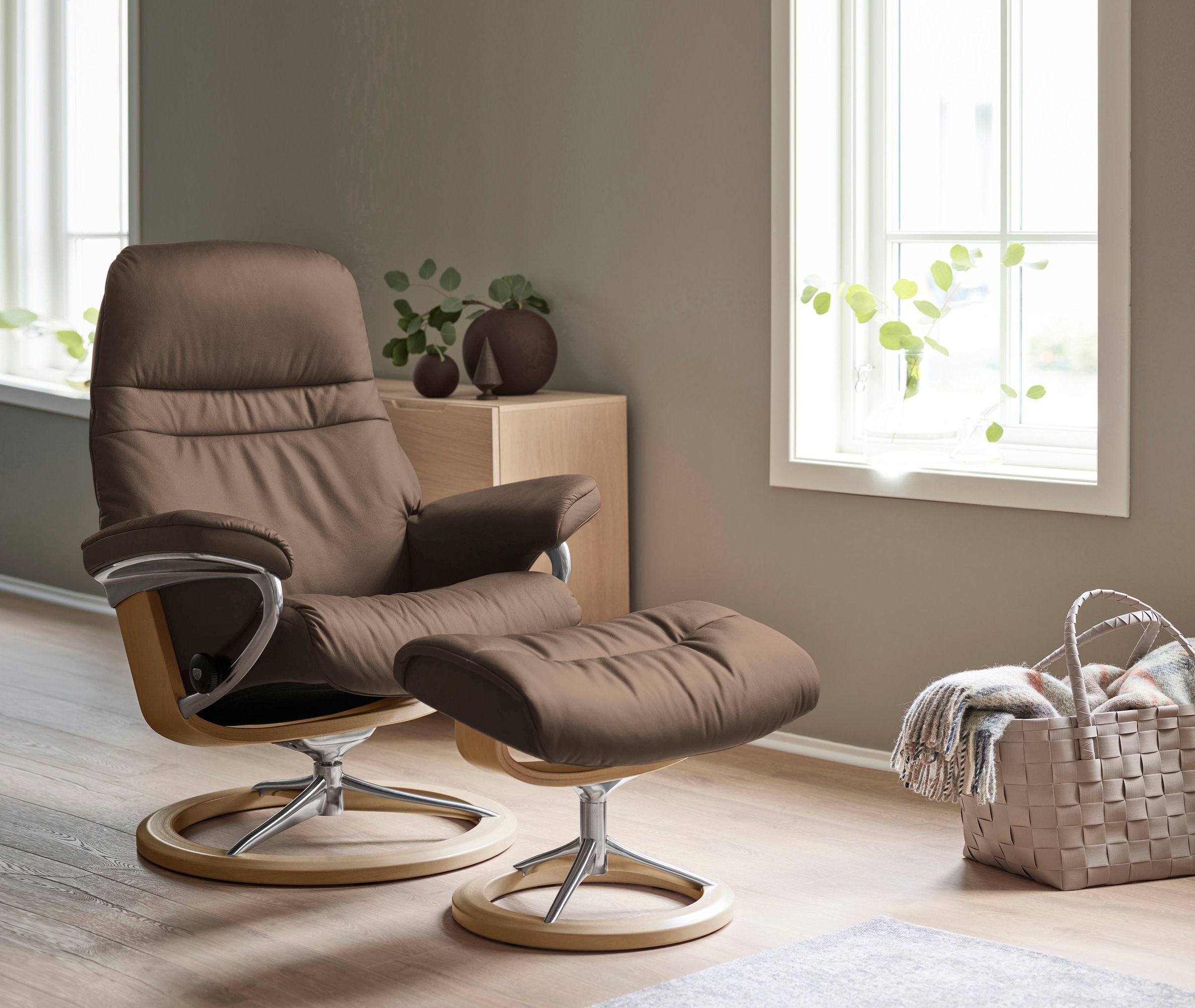 Stressless® Relaxsessel »Sunrise« Relaxsessel mit Hocker, mit Signature Bas günstig online kaufen