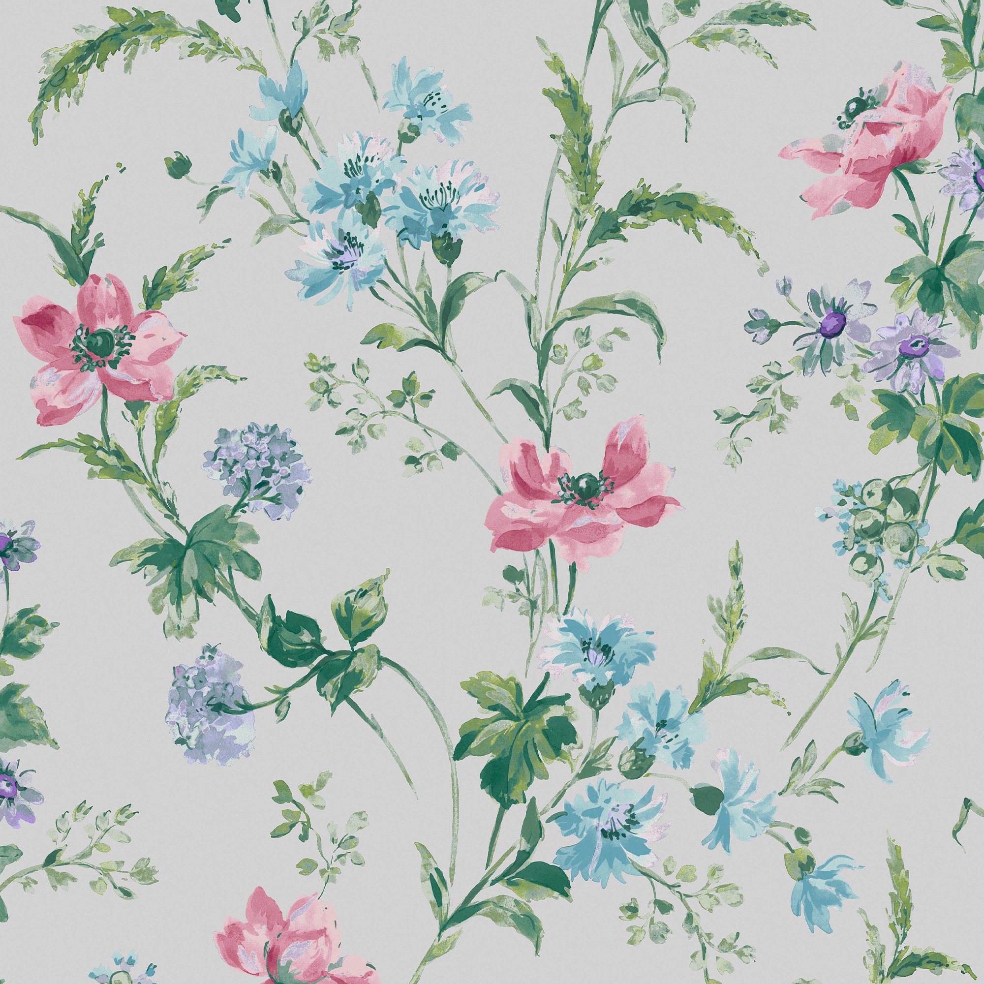 LAURA ASHLEY Vliestapete »Poppy Meadow Pale Violet« geblümt glatt 10mx52cm (ca. 5m2)