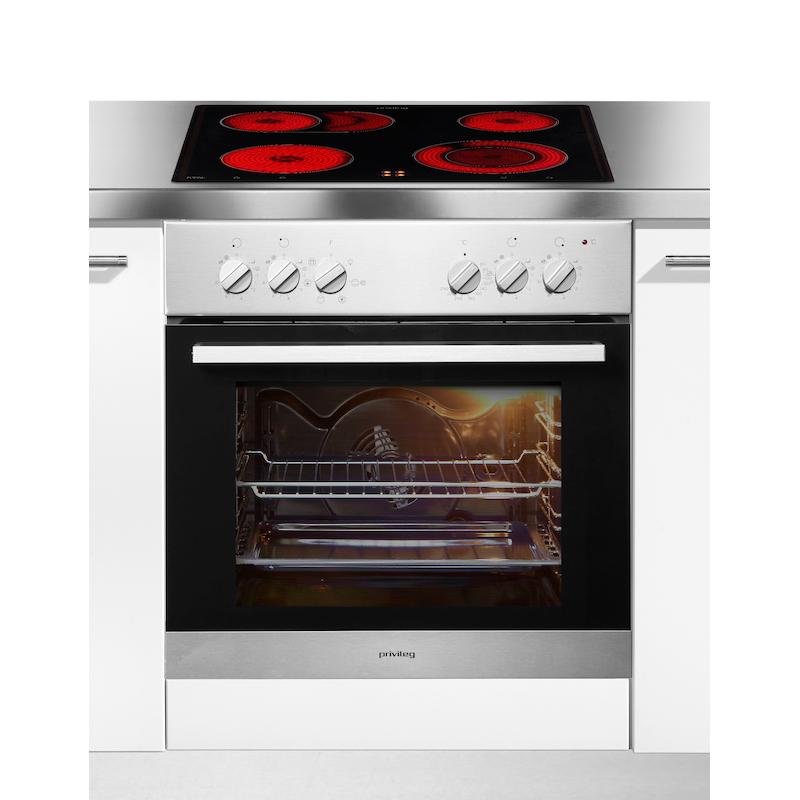 PRIVILEG Elektro-Herd-Set »PHVR6 NH5F IN« Hydrolyse edelstahlfarben 2fach verglaste Vollglasinnentür