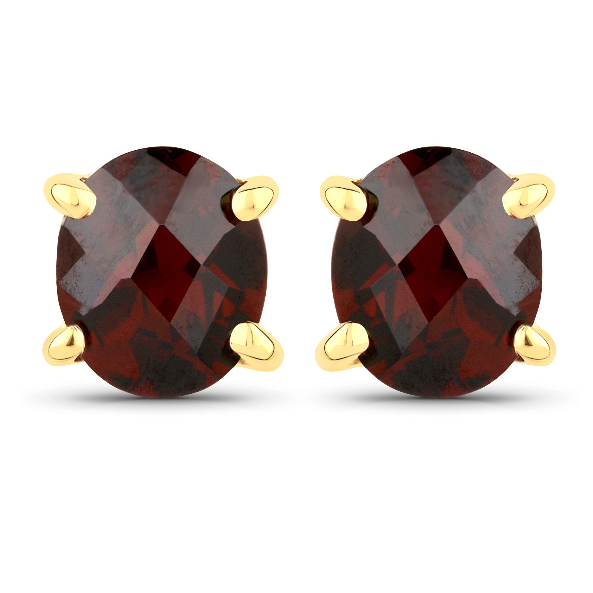 Vira Jewels Paar Ohrstecker »925-Sterling Silber vergoldet Glänzend Granat oval rot«