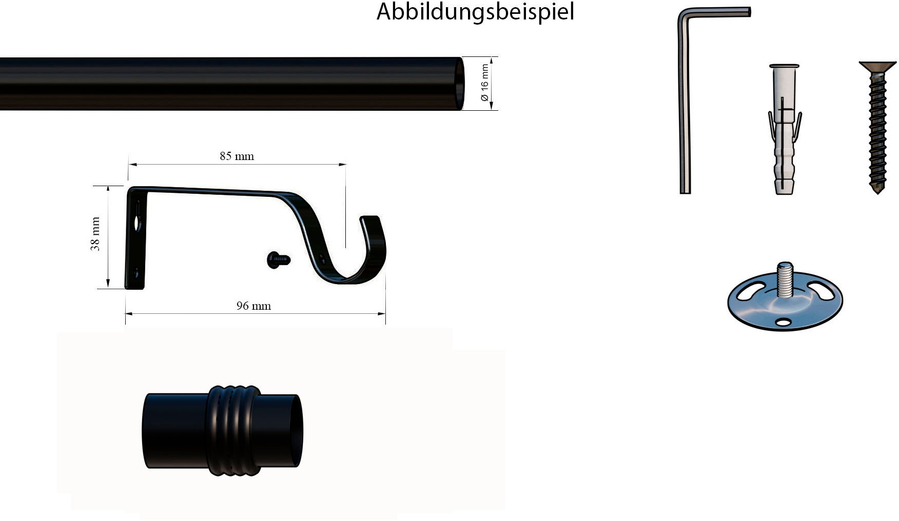 indeko Gardinenstange »Zylinder«, 1 läufig-läufig, Wunschmaßlänge