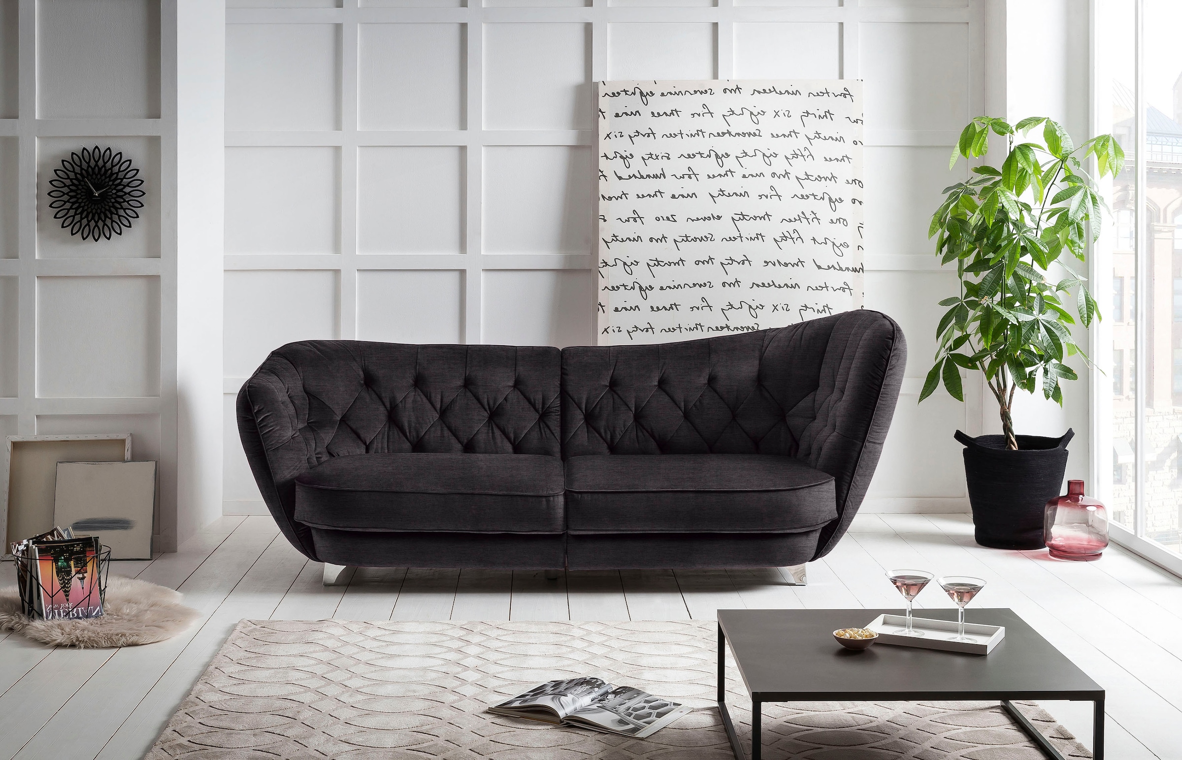 Leonique Big-Sofa »Retro«, stylischer Hochlehner günstig online kaufen