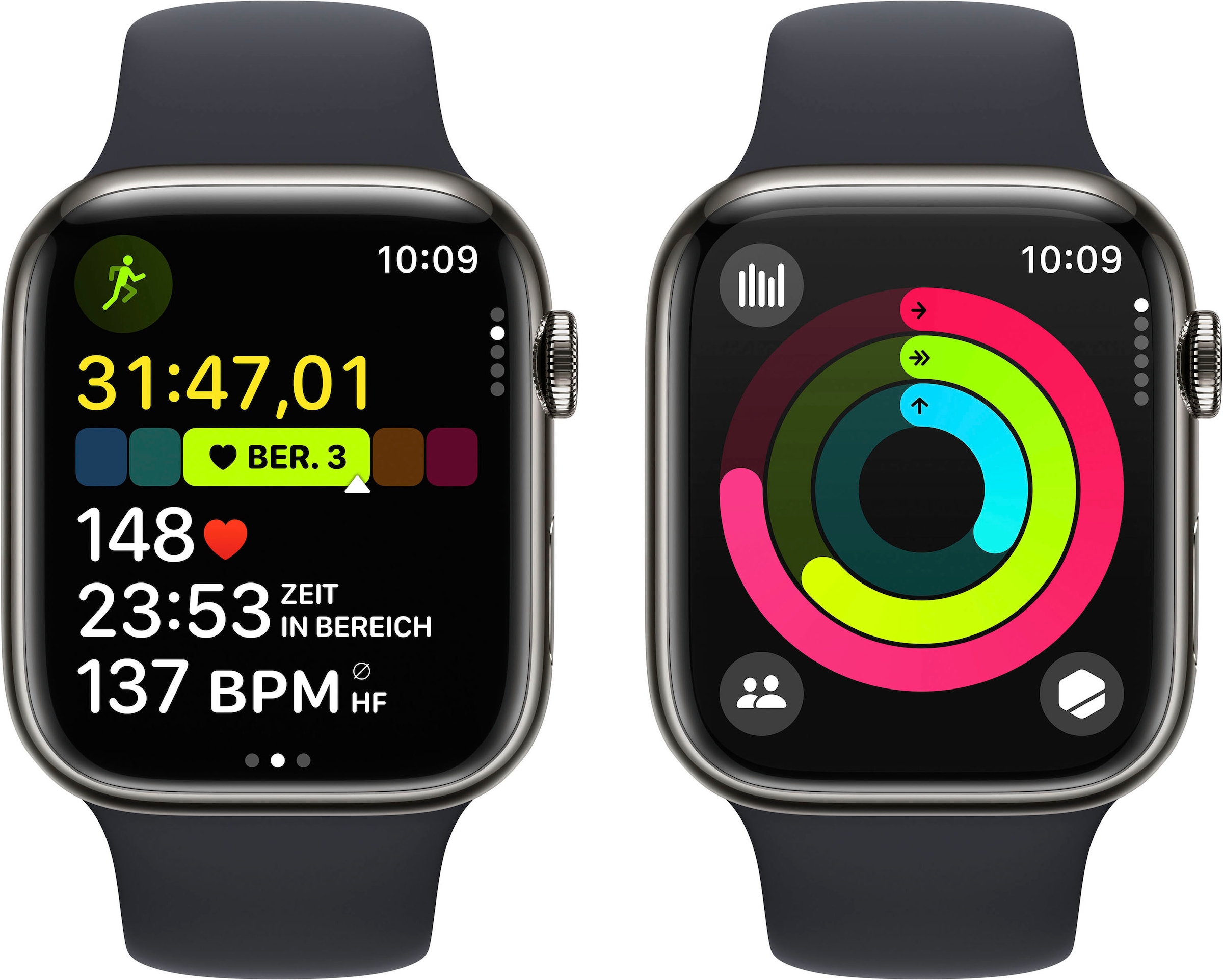 Apple Smartwatch »Watch Series 9 Edelstahl«, (4,5 cm / 1,77 Zoll), Watch OS 10, Sport Band)