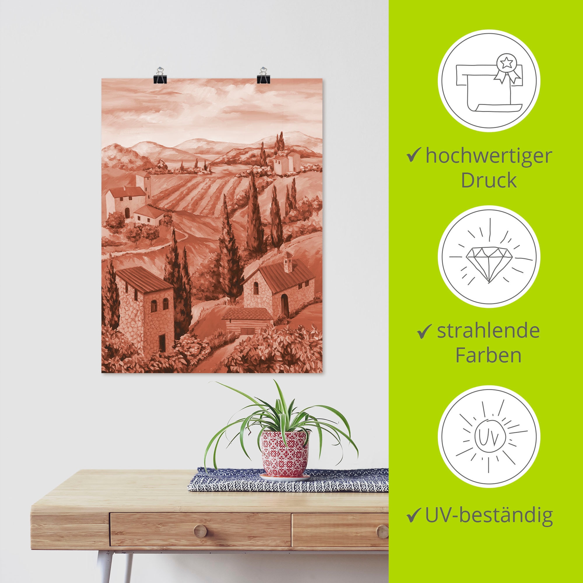 Artland Wandbild »Landschaft Italien II«, Bilder von Europa, (1 St.), als Leinwandbild, Wandaufkleber oder Poster in versch. Größen