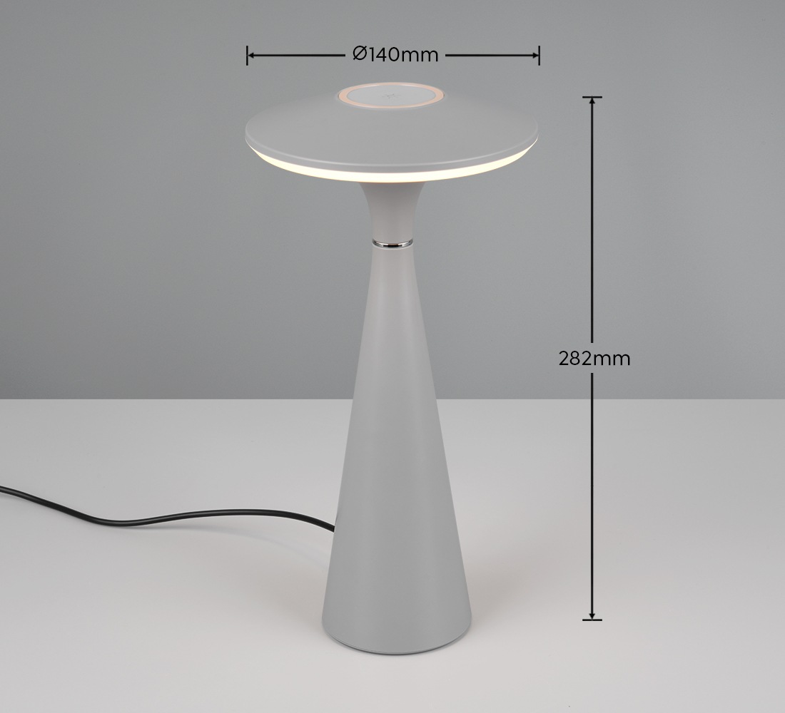 REALITY Leuchten LED Tischleuchte »TORREZ«, 1 flammig, Leuchtmittel LED-Board | LED fest integriert, in-Outdoor Akku Tischlampe mit USB-C, dimmbar, Lichtfarbe einstellbar