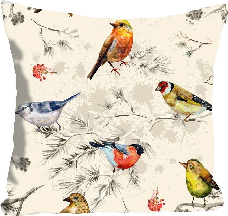 queence Dekokissen »Jay«, Kissenhülle,Bunte Vögel,Vogelmotiv,Farbenfroh,Ver günstig online kaufen
