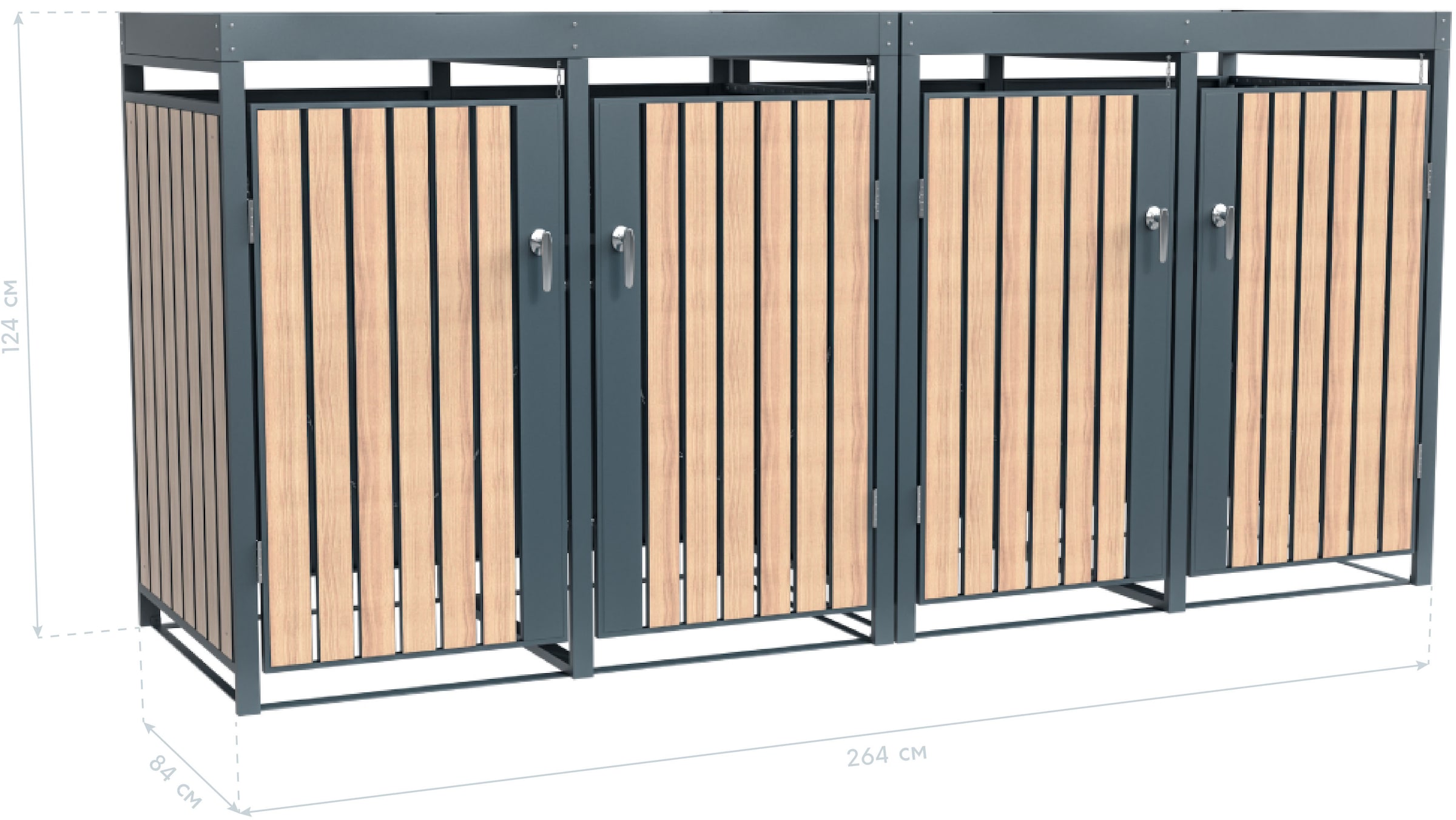 WESTMANN Mülltonnenbox »Planta«, Platz für 4 Mülltonnen je 240 L, BxHxT: 264x84x124,5 cm