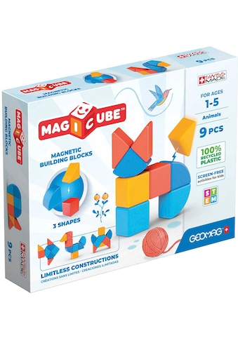 Magnetspielbausteine »GEOMAG™ Magicube Shapes Animals«, (9 St.), Made in Europe
