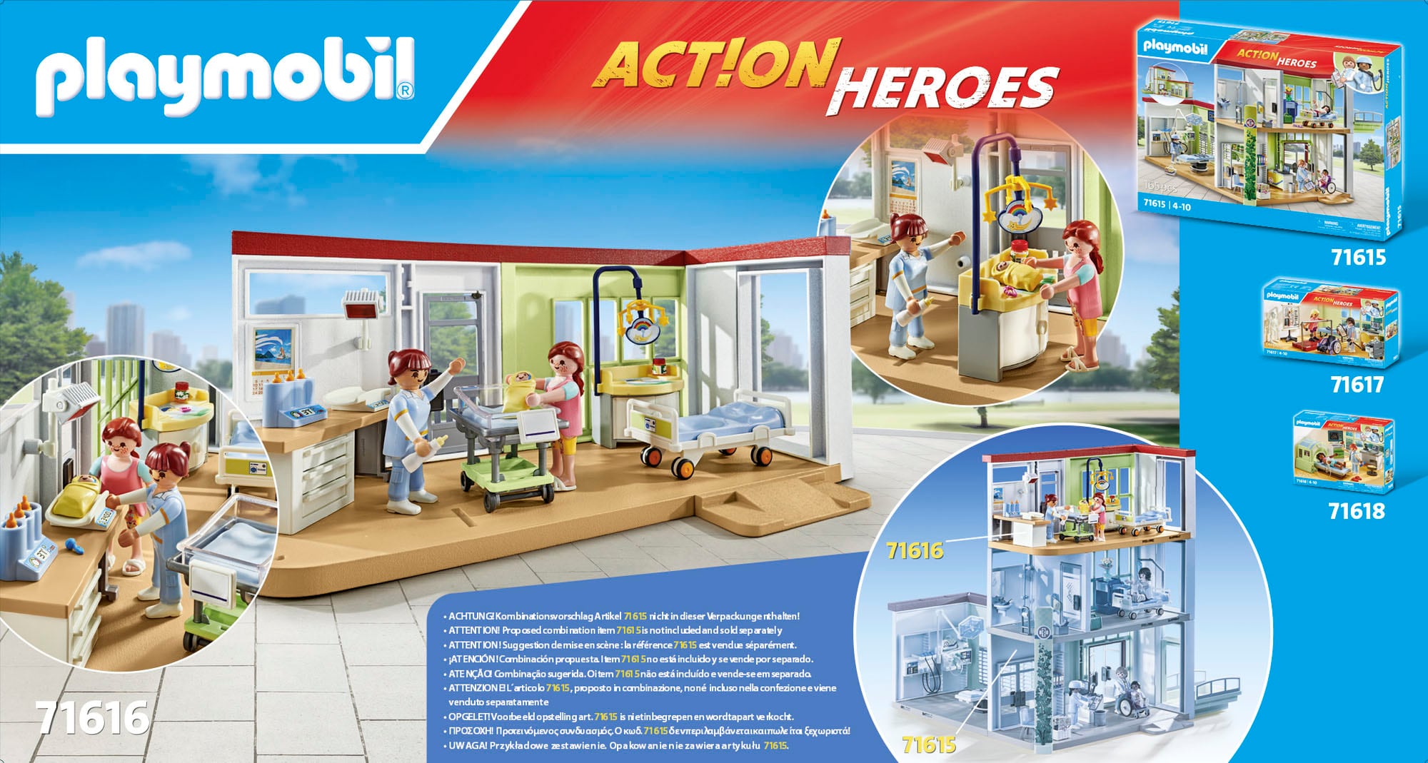 Playmobil® Konstruktions-Spielset »Entbindungsstation (71616), Action Heroes«, (62 St.), Made in Europe