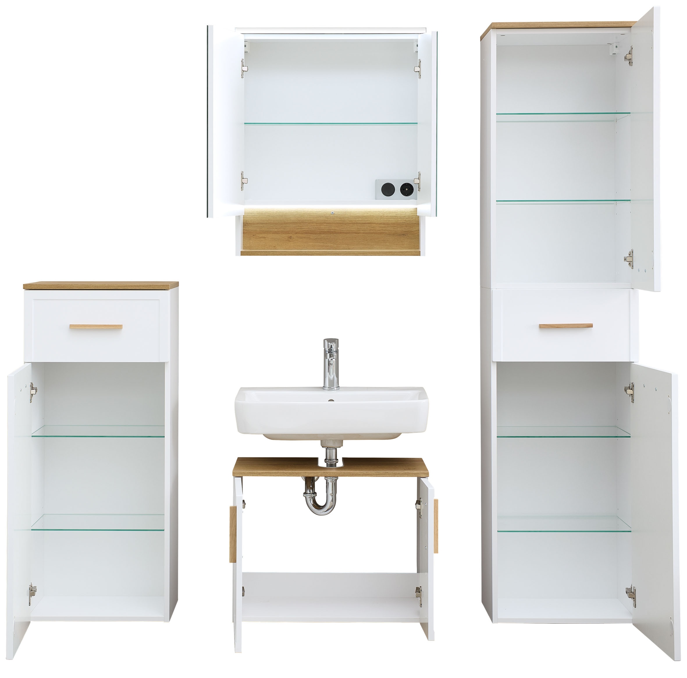 Saphir Badmöbel-Set »4-teilig, mit Soft-Close Türen« Set, 5 Stk. tlg.
