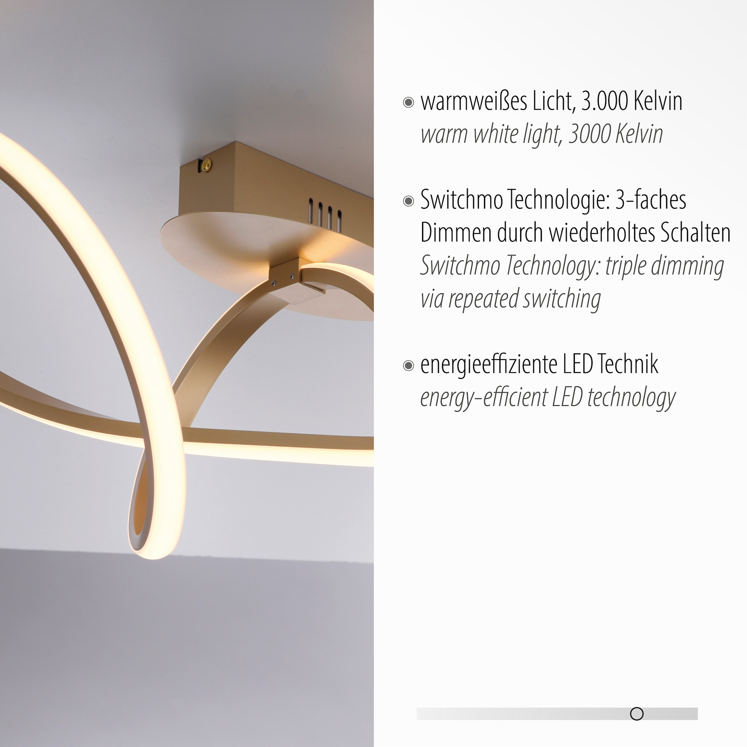JUST LIGHT Deckenleuchte »MARIA«, 1 flammig, Leuchtmittel LED-Board | LED fest integriert, LED, dimmbar, Switchmo, dimmbar, Switchmo
