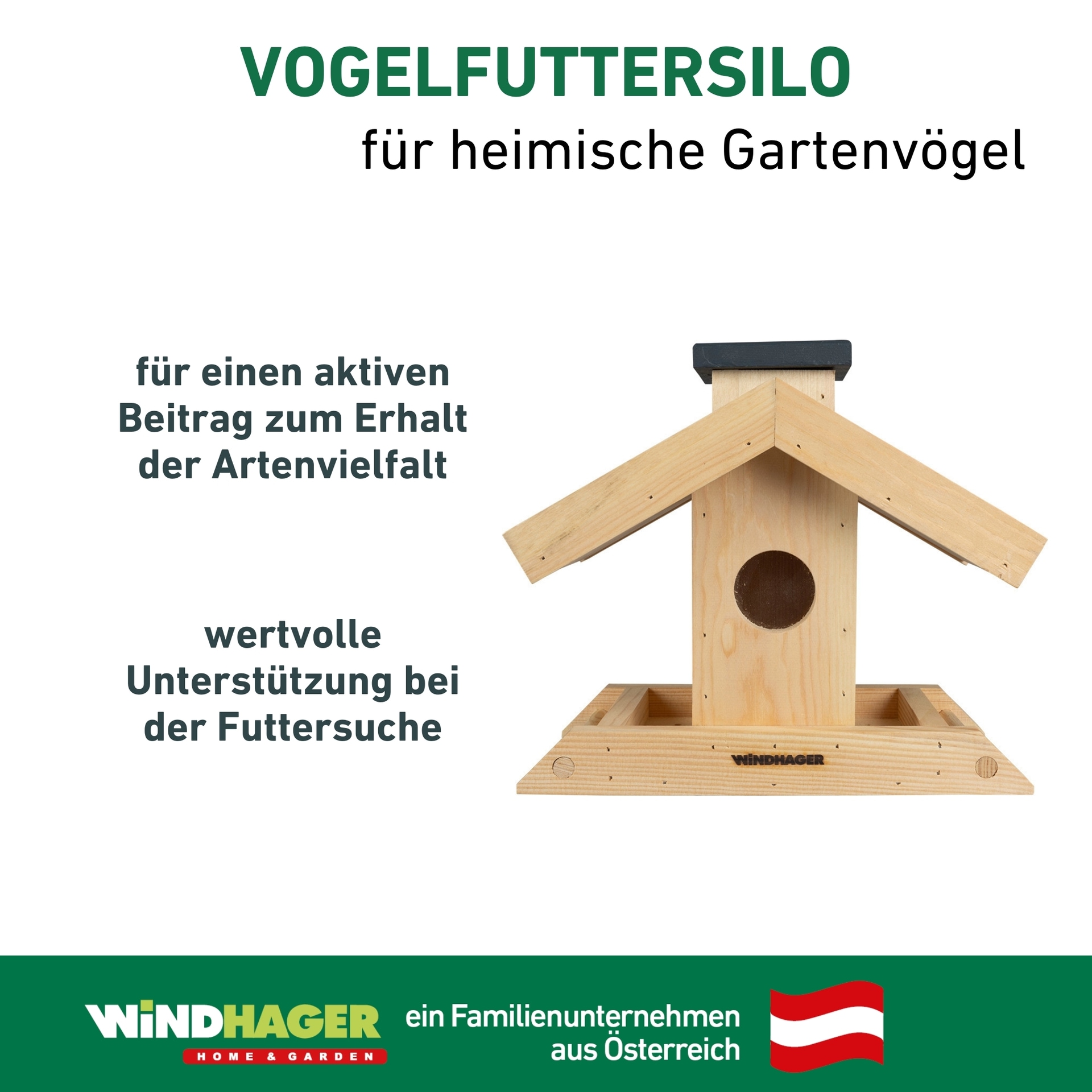 Windhager Vogelhaus »Finca, Futterspender aus Kiefernholz« Futterstation mit Sitzstangen, Füllvolumen ca. 1,25 Liter