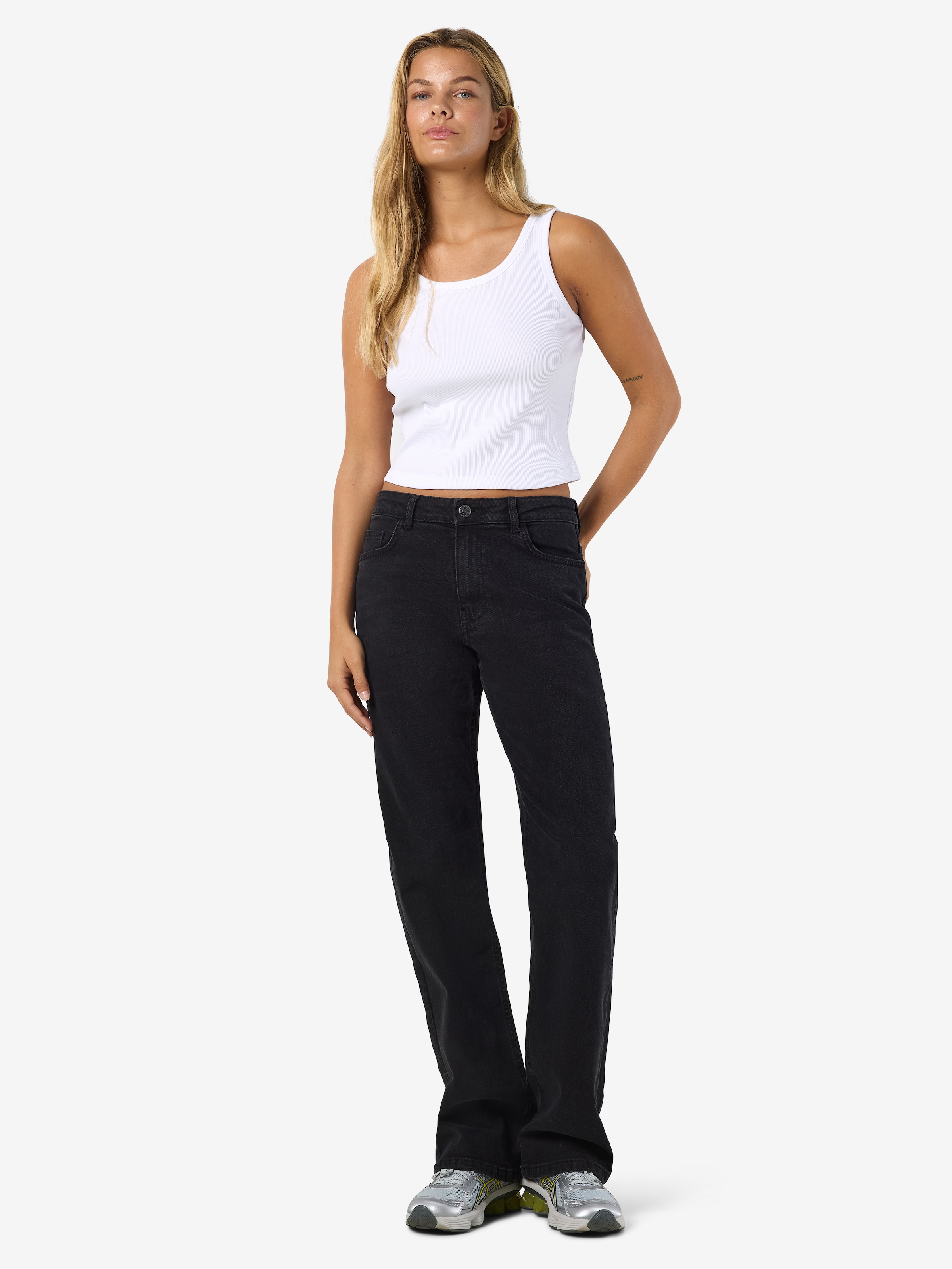 Noisy may High-waist-Jeans »NMMONICA HW STRAIGHT JEAN BLACK NOOS«