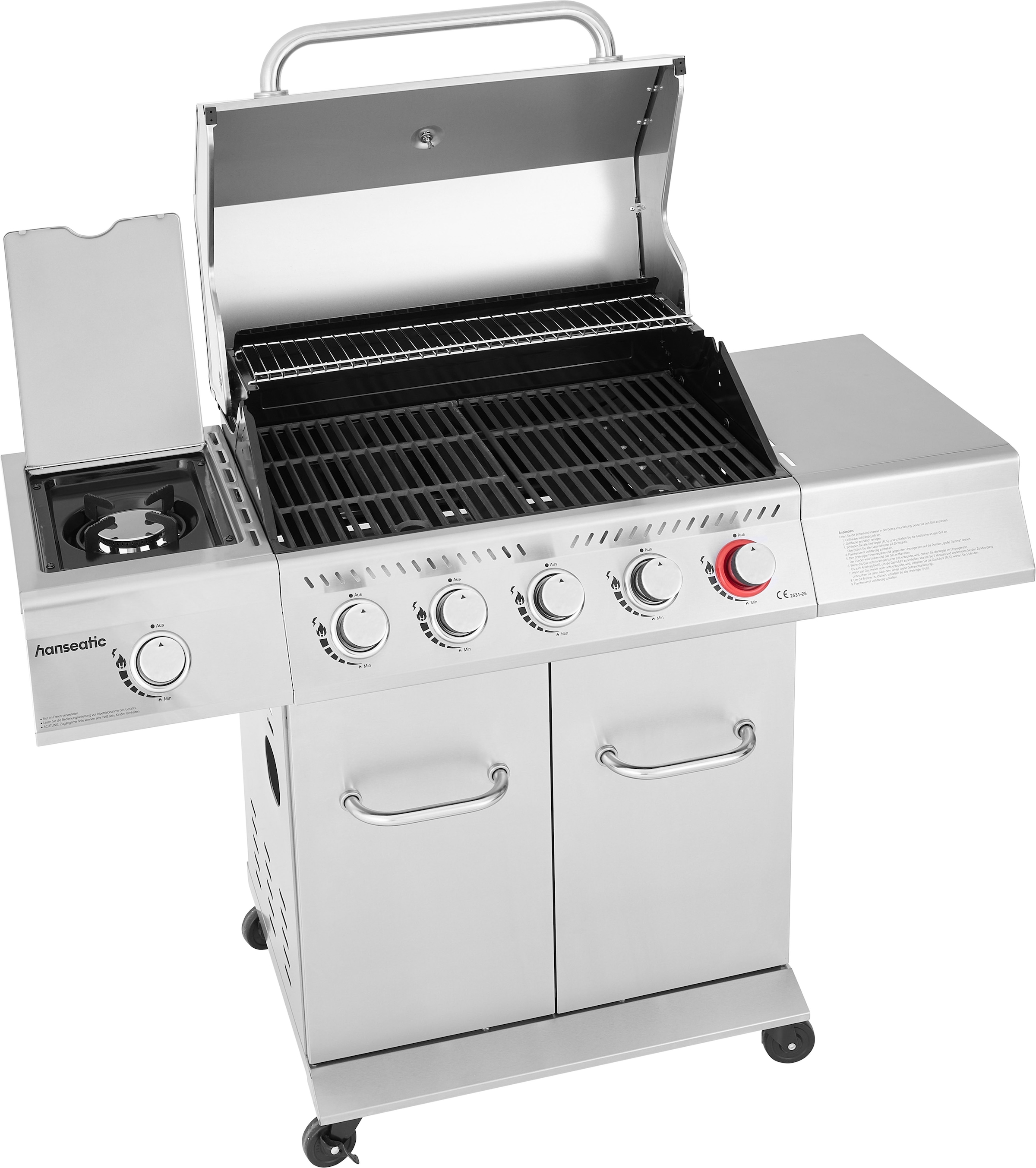 Hanseatic Gasgrill »Richland, 5 Brenner (inkl. Turbobrenner) + Seitenbrenner 21,5kw Gesamt« inkl. 3 Jahre Herstellergarantie