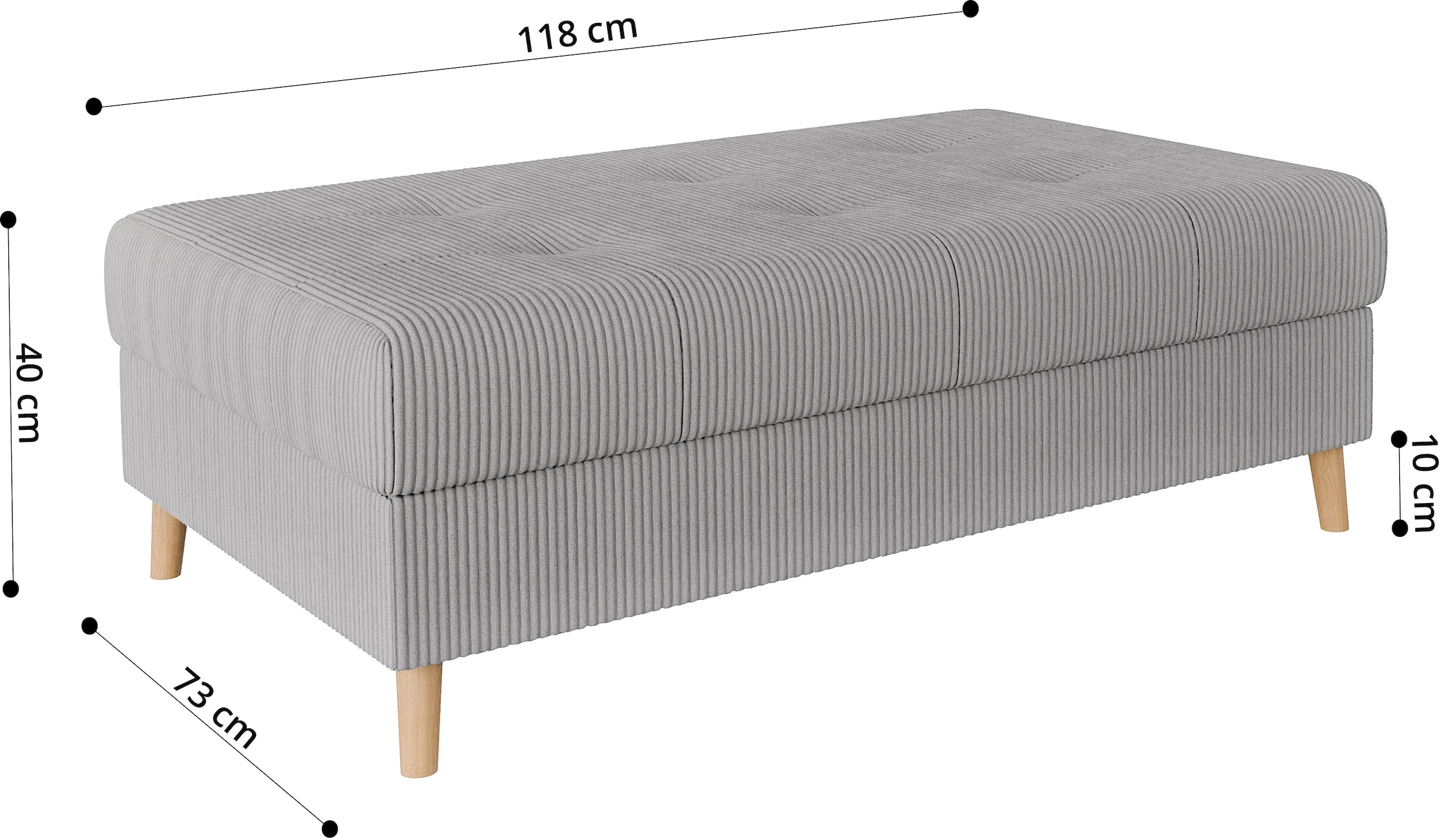 Home affaire Polsterhocker »CHARRE XXL, Steppung im Sitzbereich, Maße: B/T/H: 118/73/40 cm«, passend zur Serie CHARRE, auch in Cord und Bouclé